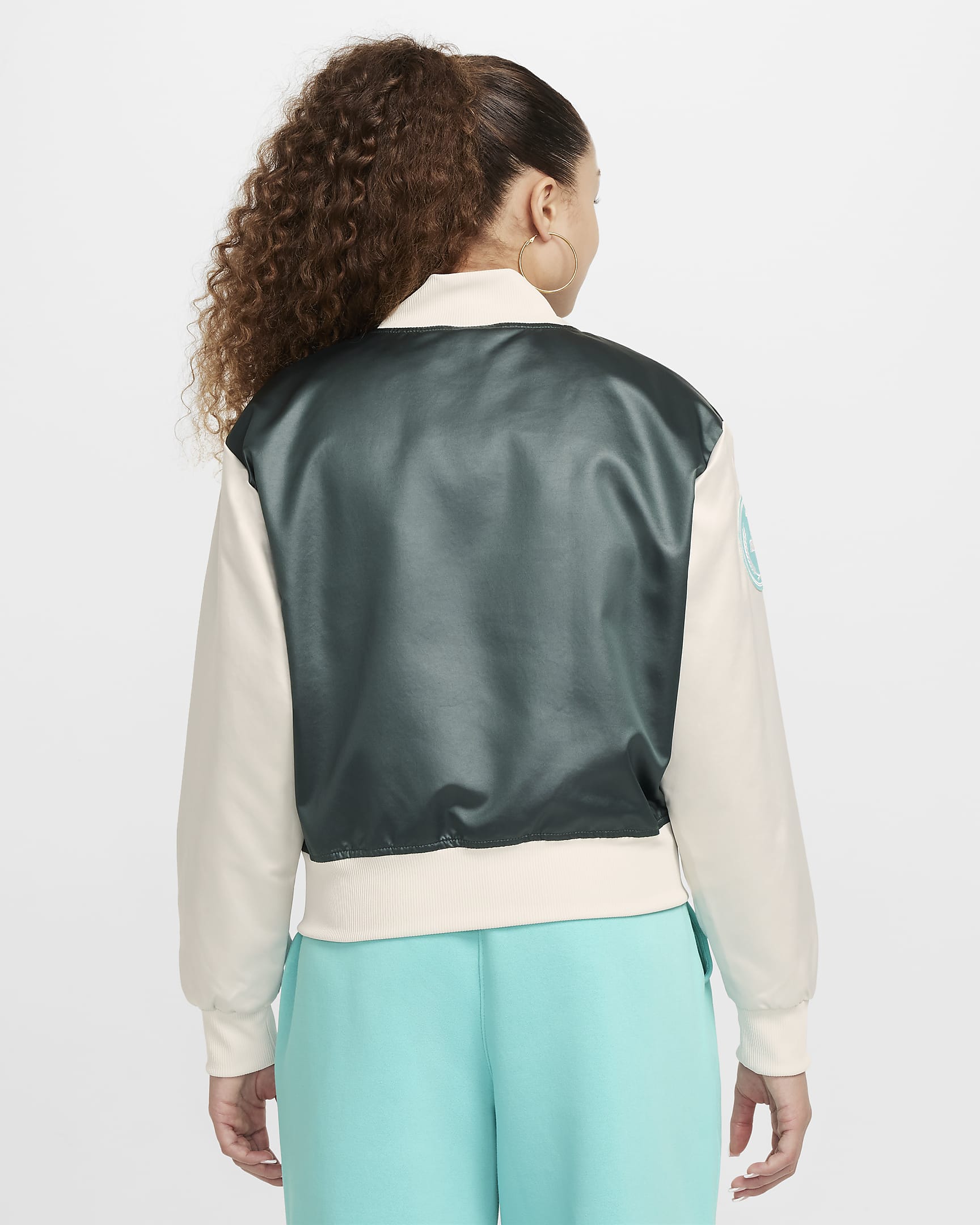 Nike Sportswear Girls' Varsity Jacket - Vintage Green/Light Bone