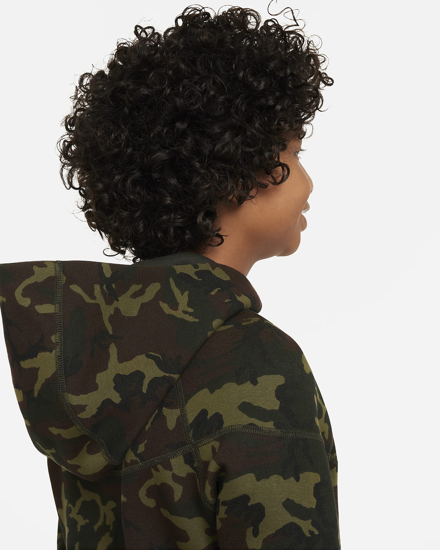 Nike Tech Fleece Camo-Kapuzenjacke für ältere Kinder (Jungen) - Schwarz/Sequoia/Schwarz