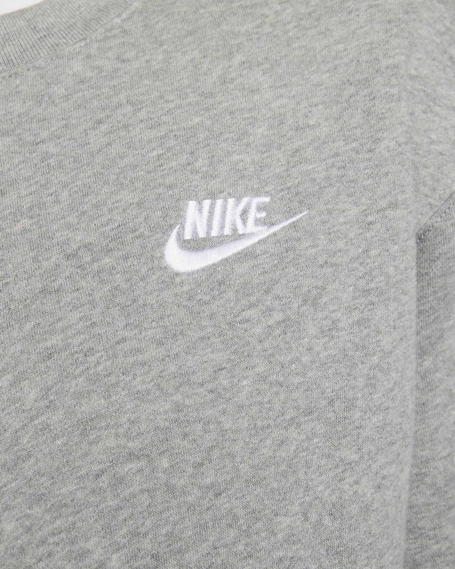 Pánská mikina Nike Sportswear Club Fleece s kulatým výstřihem - Dark Grey Heather/Bílá