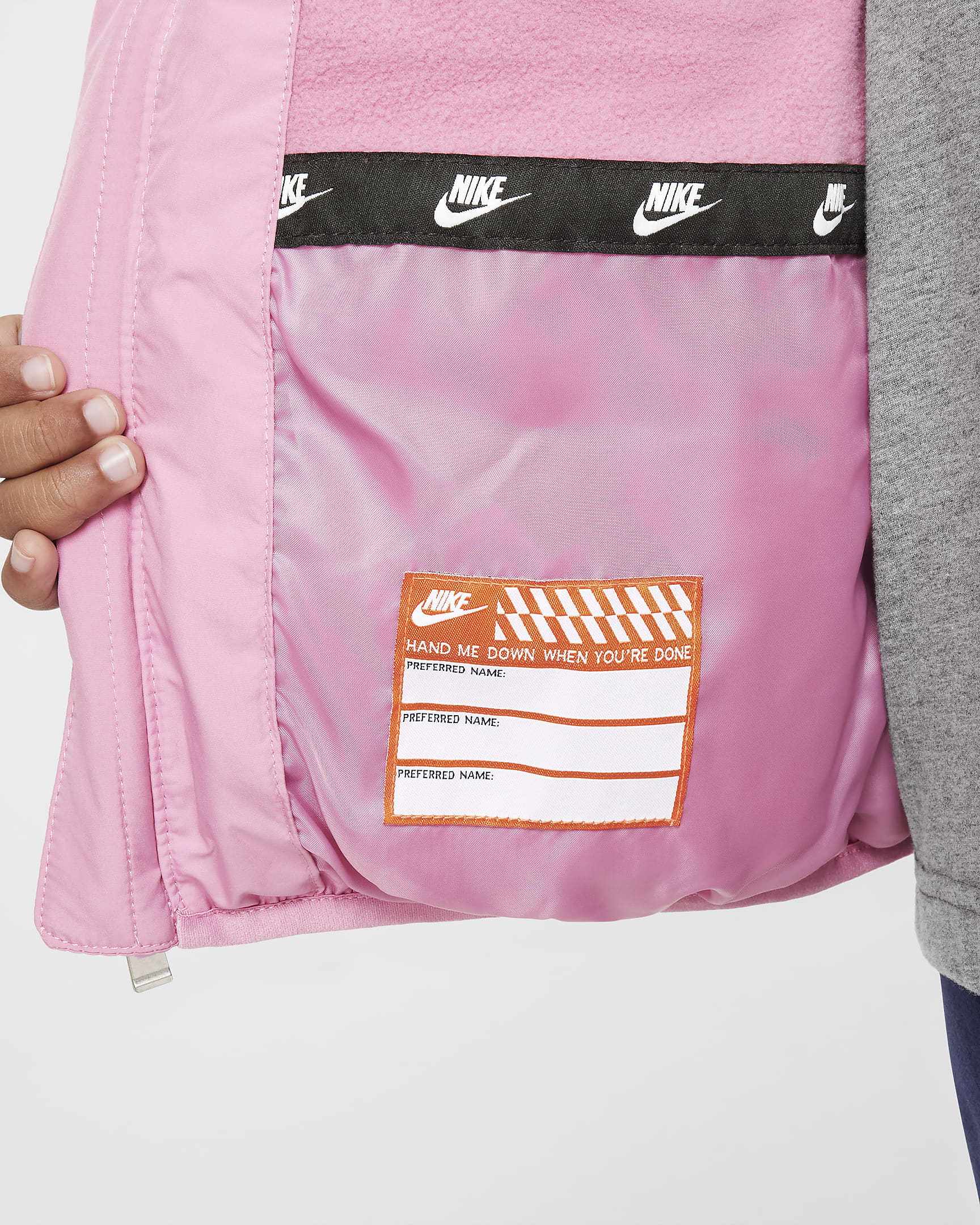 Nike Little Kids' Wrapped Swoosh Debossed Quilted Jacket - Magic Flamingo