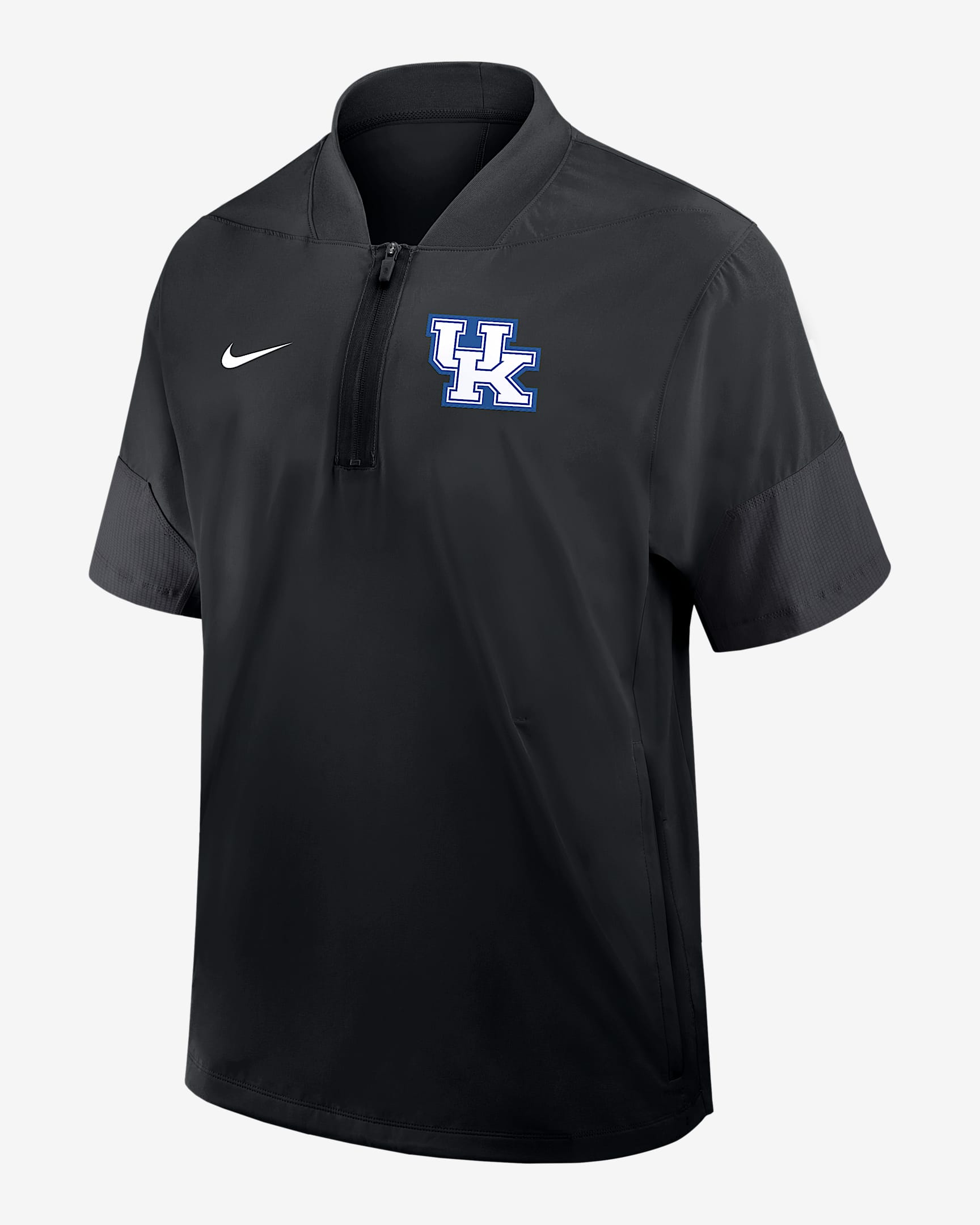 Chamarra con gorro de manga corta universitaria Nike de medio cierre para hombre Kentucky Sideline Coach - Negro