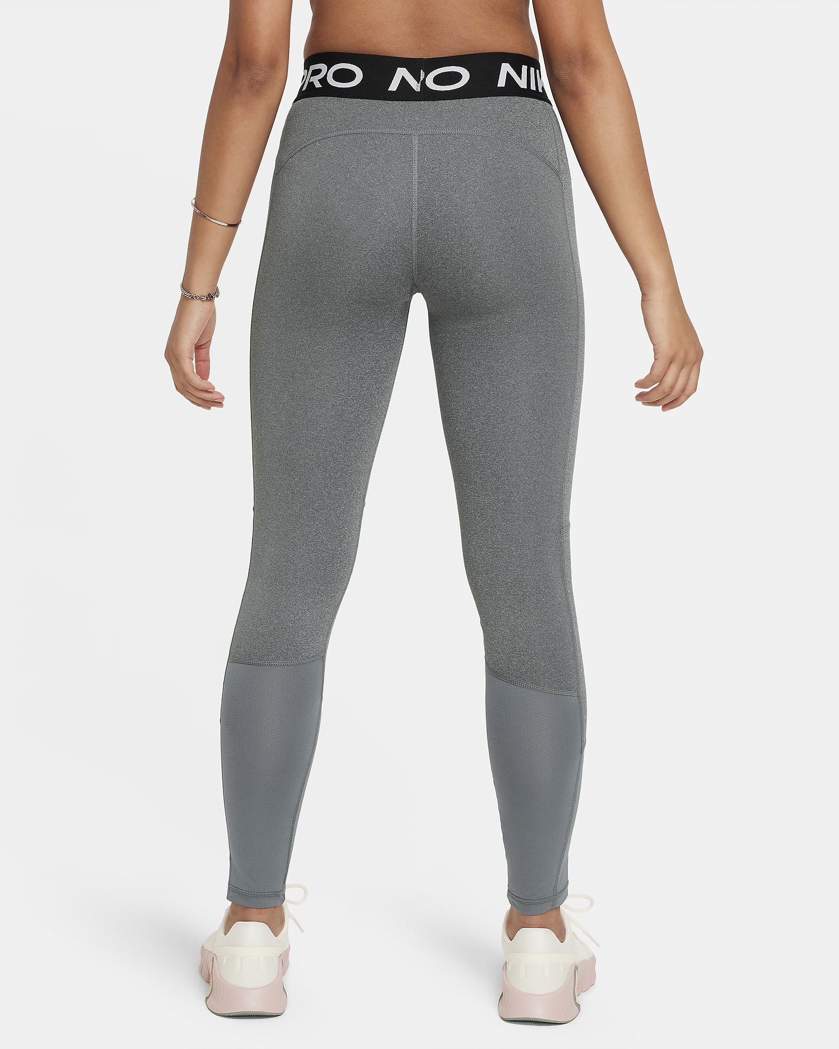 Nike Pro Dri-FIT Leggings - Niña - Carbon Heather/Blanco