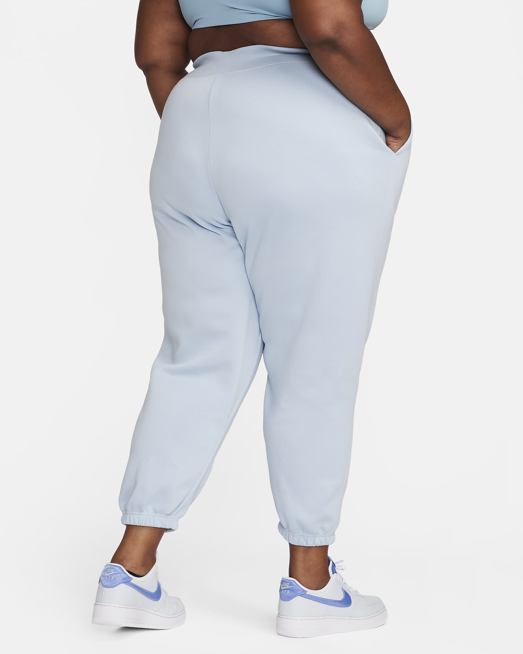 Nike Sportswear Phoenix Fleece Women's High-Waisted Oversized Tracksuit Bottoms (Plus Size) - Light Armoury Blue/Sail