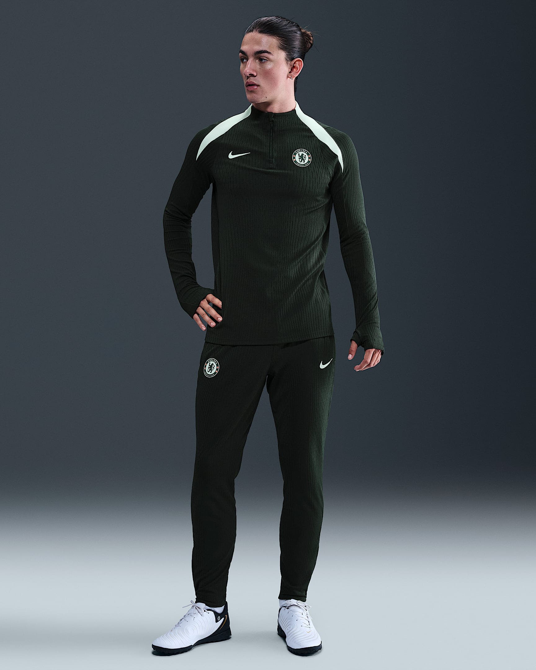 Chelsea F.C. Strike Elite Men's Nike Dri-FIT ADV Football Knit Pants - Outdoor Green/Phantom/Phantom