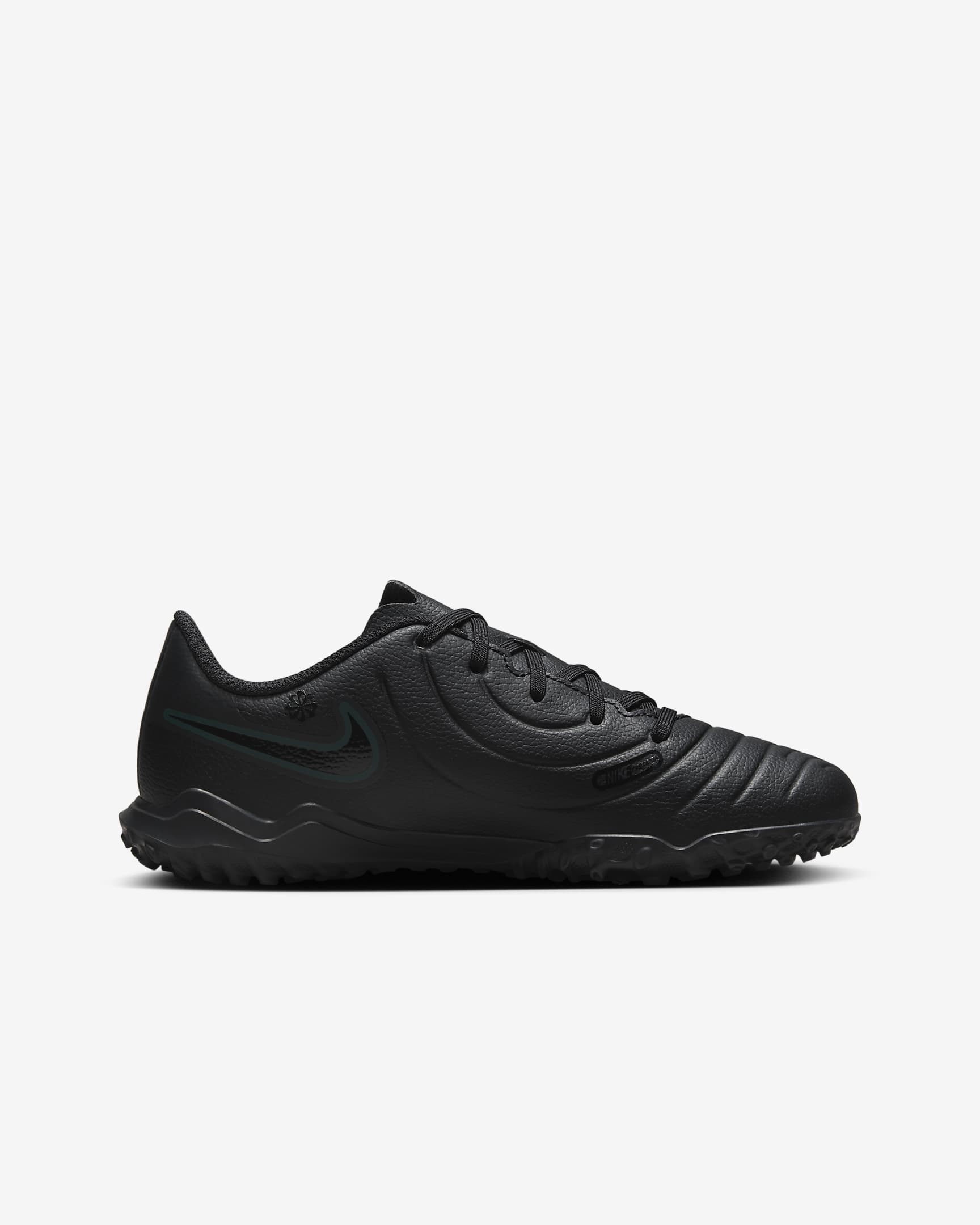 Nike Jr. Tiempo Legend 10 Club Little/Big Kids' Turf Low-Top Soccer Shoes - Black/Deep Jungle/Black