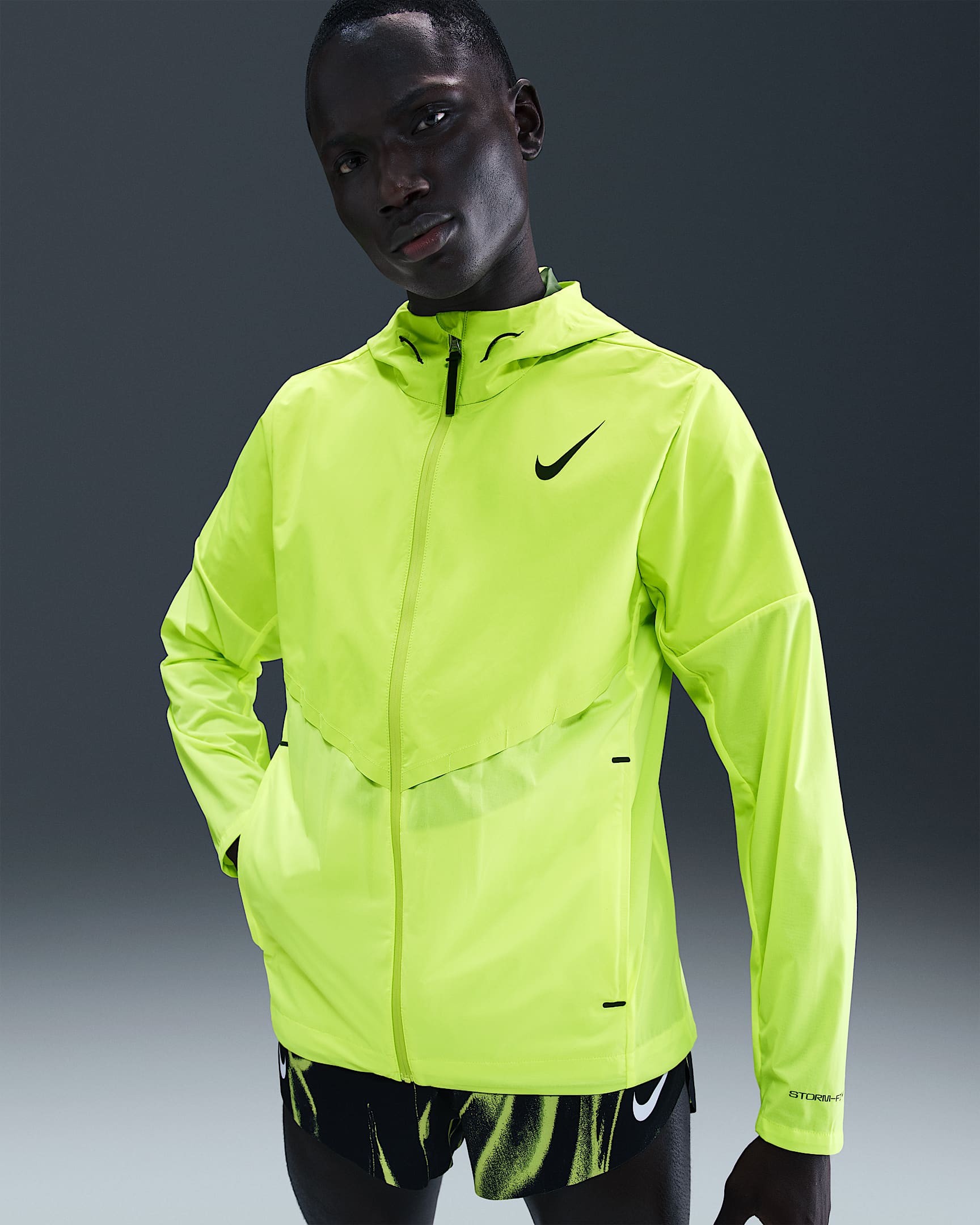 Nike AeroSwift Men's Storm-FIT Aerogami Running Jacket - Volt/Black