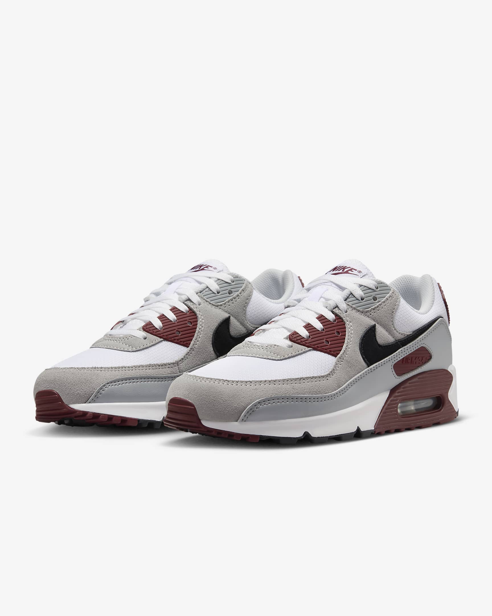 Nike Air Max 90 男鞋 - 白色/Dark Team Red/Pure Platinum/黑色