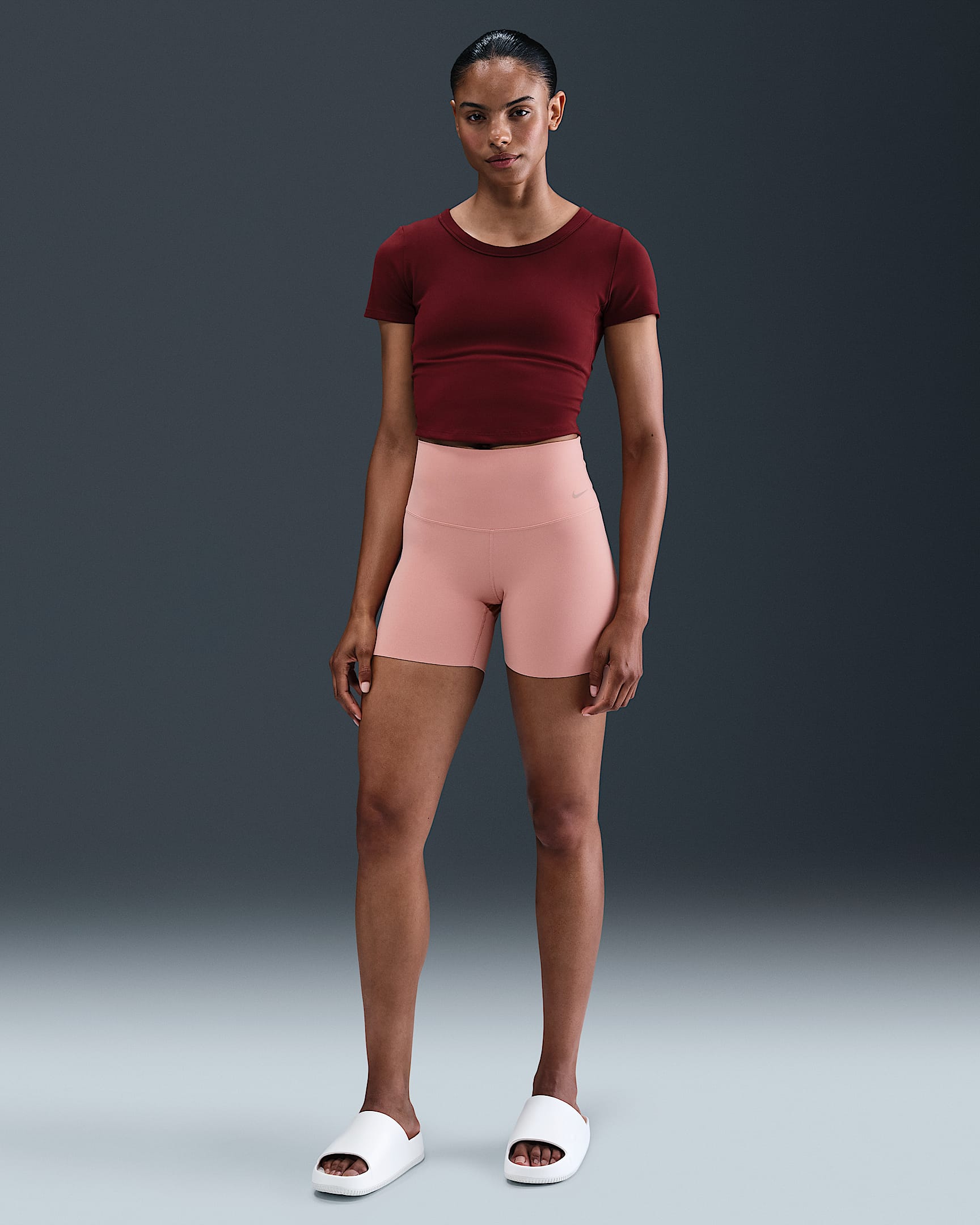 Nike Zenvy Women's Gentle-Support High-Waisted 13cm (approx.) Biker Shorts - Rust Pink/Black