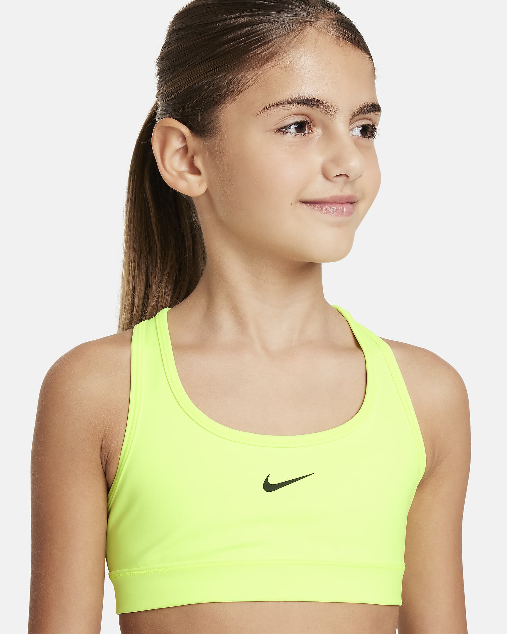 Nike Swoosh Big Kids' (Girls') Sports Bra - Volt/Black