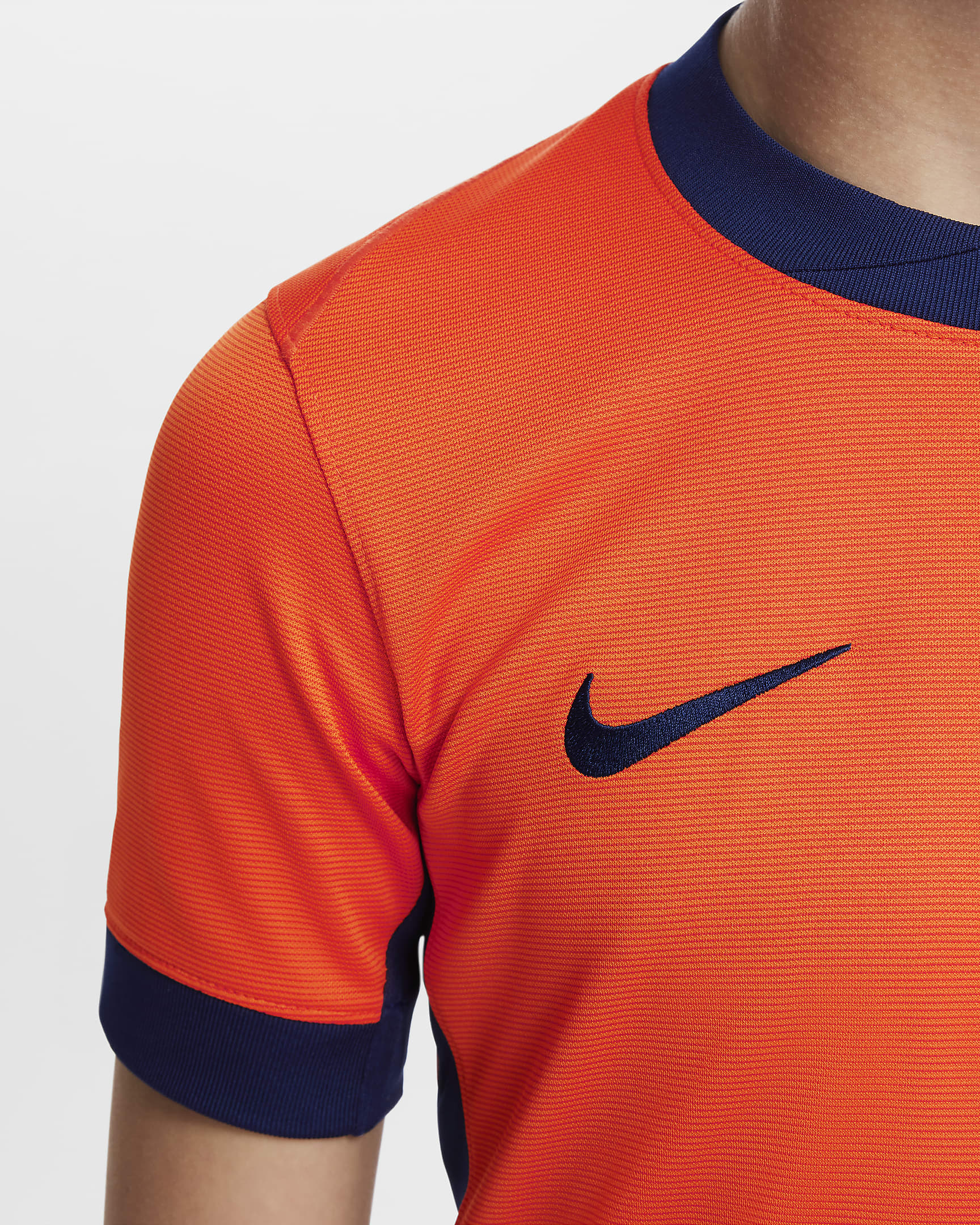 Netherlands (Men's Team) 2024/25 Stadium Home Nike Dri-FIT Soccer Replica Fußballtrikot für ältere Kinder - Safety Orange/Blue Void/Copa/Blue Void