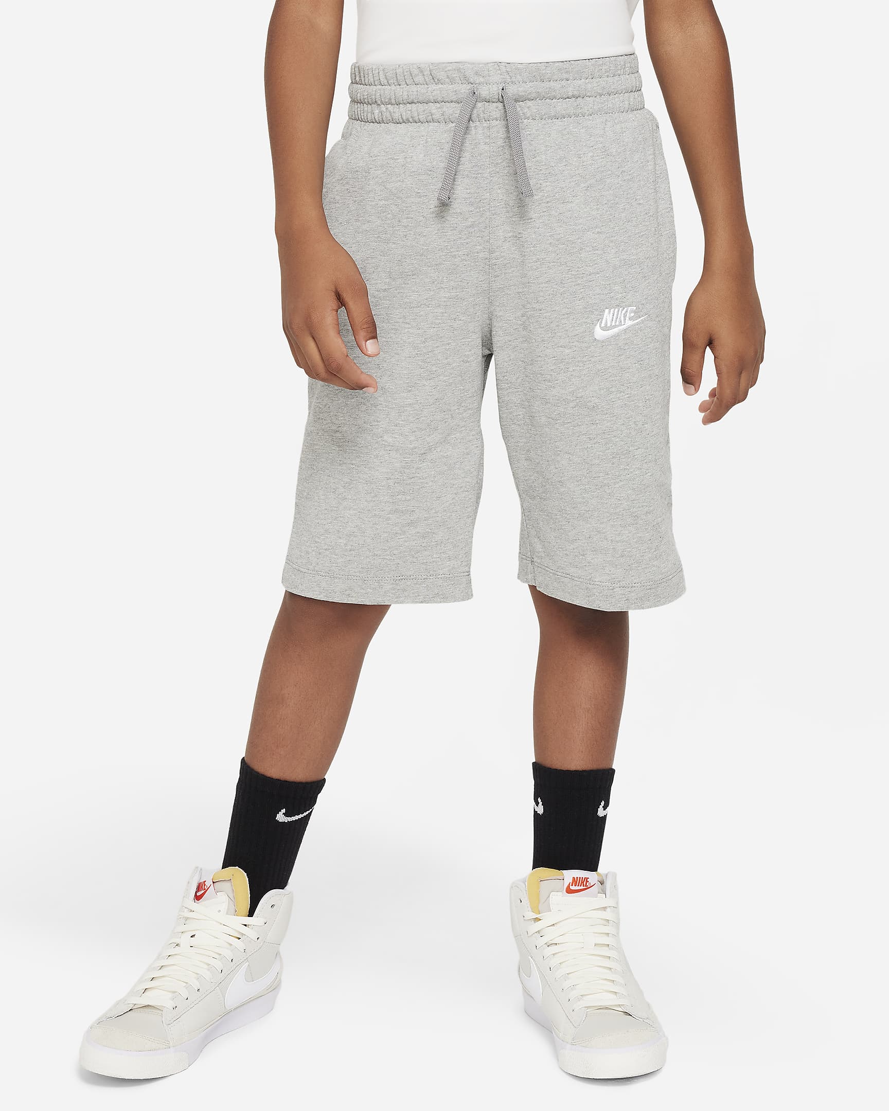 Nike Sportswear Big Kids' (Boys') Shorts - Dark Grey Heather/Dark Steel Grey/White