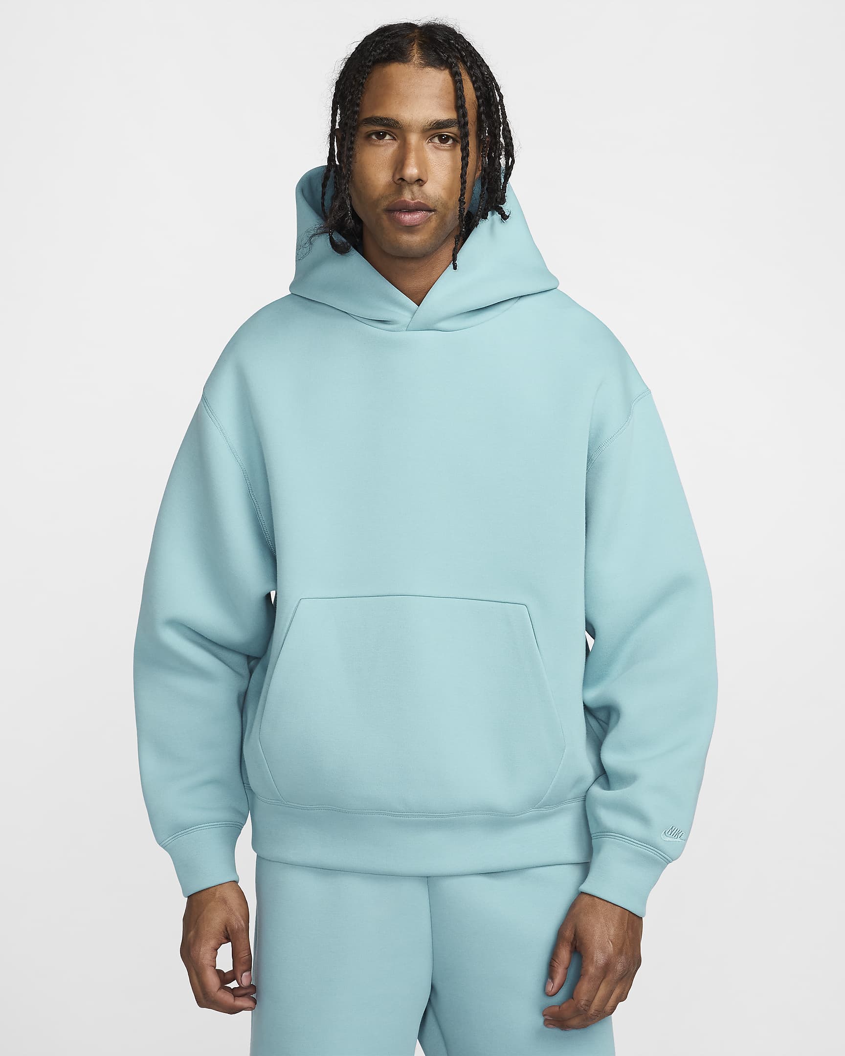 Nike Tech Reimagined Fleece Erkek Kapüşonlu Üstü - Denim Turquoise/Denim Turquoise