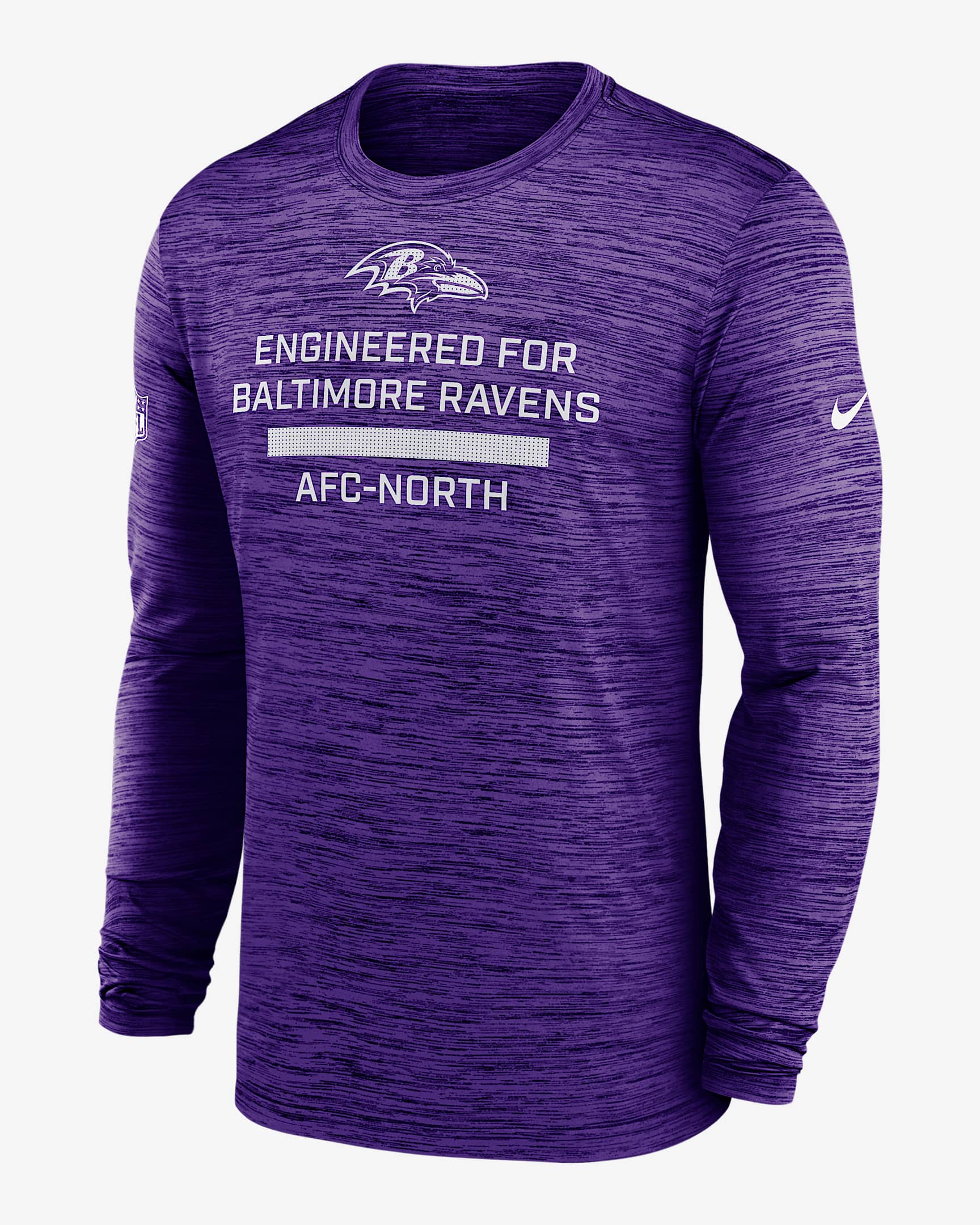 Baltimore Ravens Sideline Team Issue Velocity Men's Nike Dri-FIT NFL Long-Sleeve T-Shirt - Purple