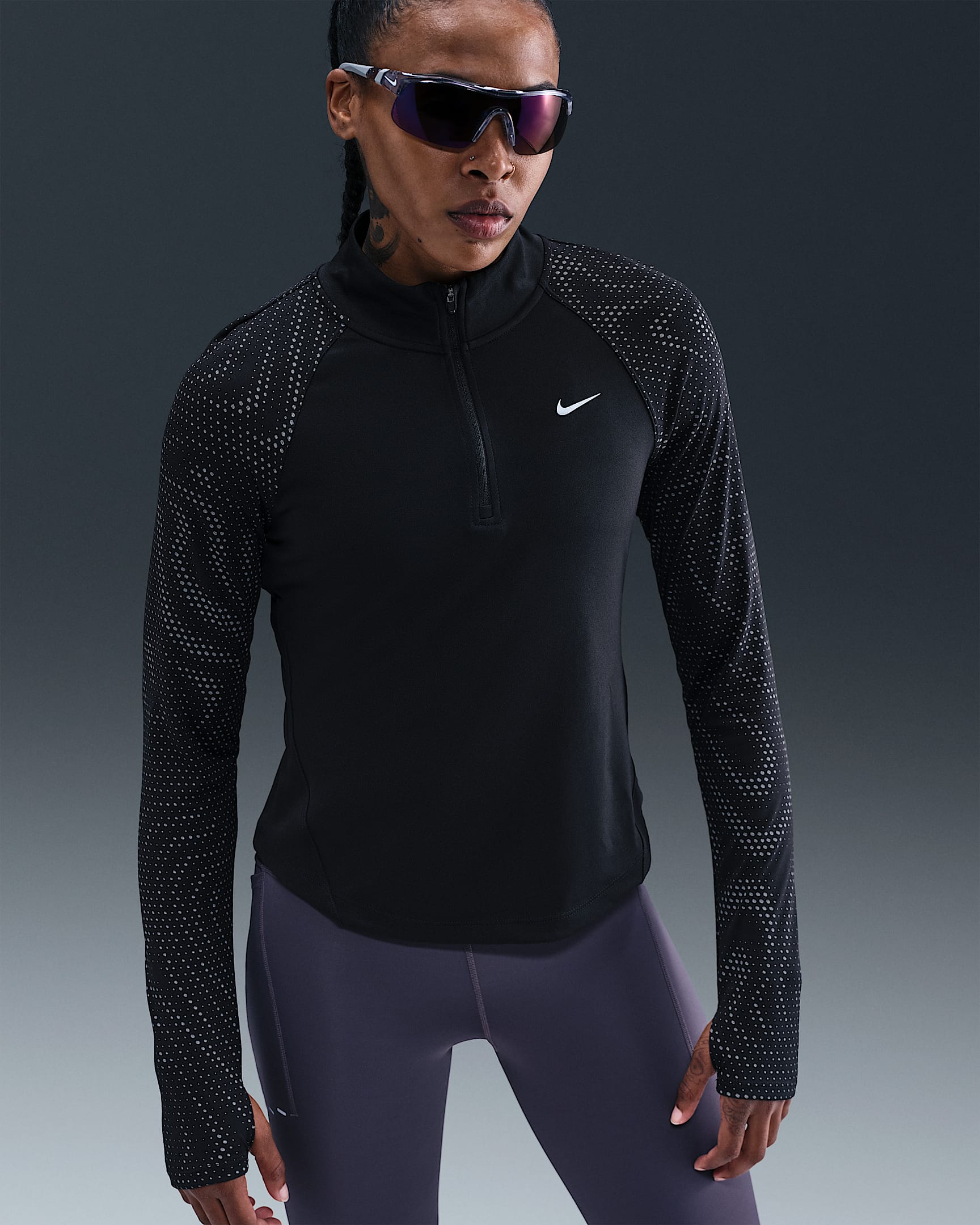 Nike Tempo Flash Part superior de running amb cremallera d'un quart Dri-FIT - Dona - Negre