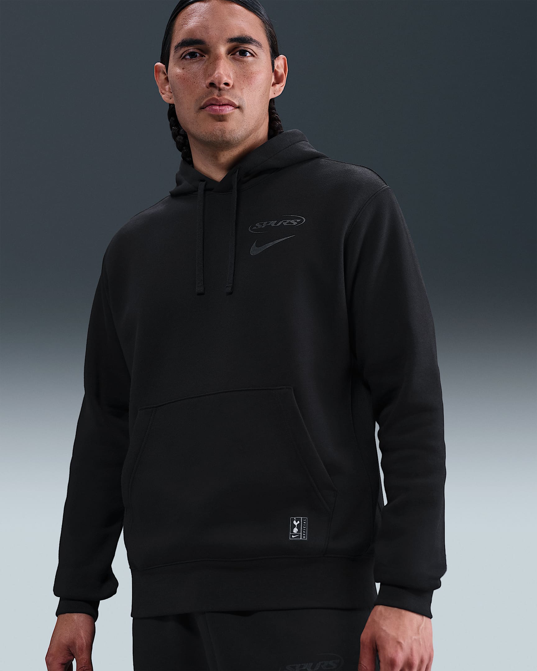 Tottenham Hotspur Club Men's Nike Football Pullover Hoodie - Black/Black