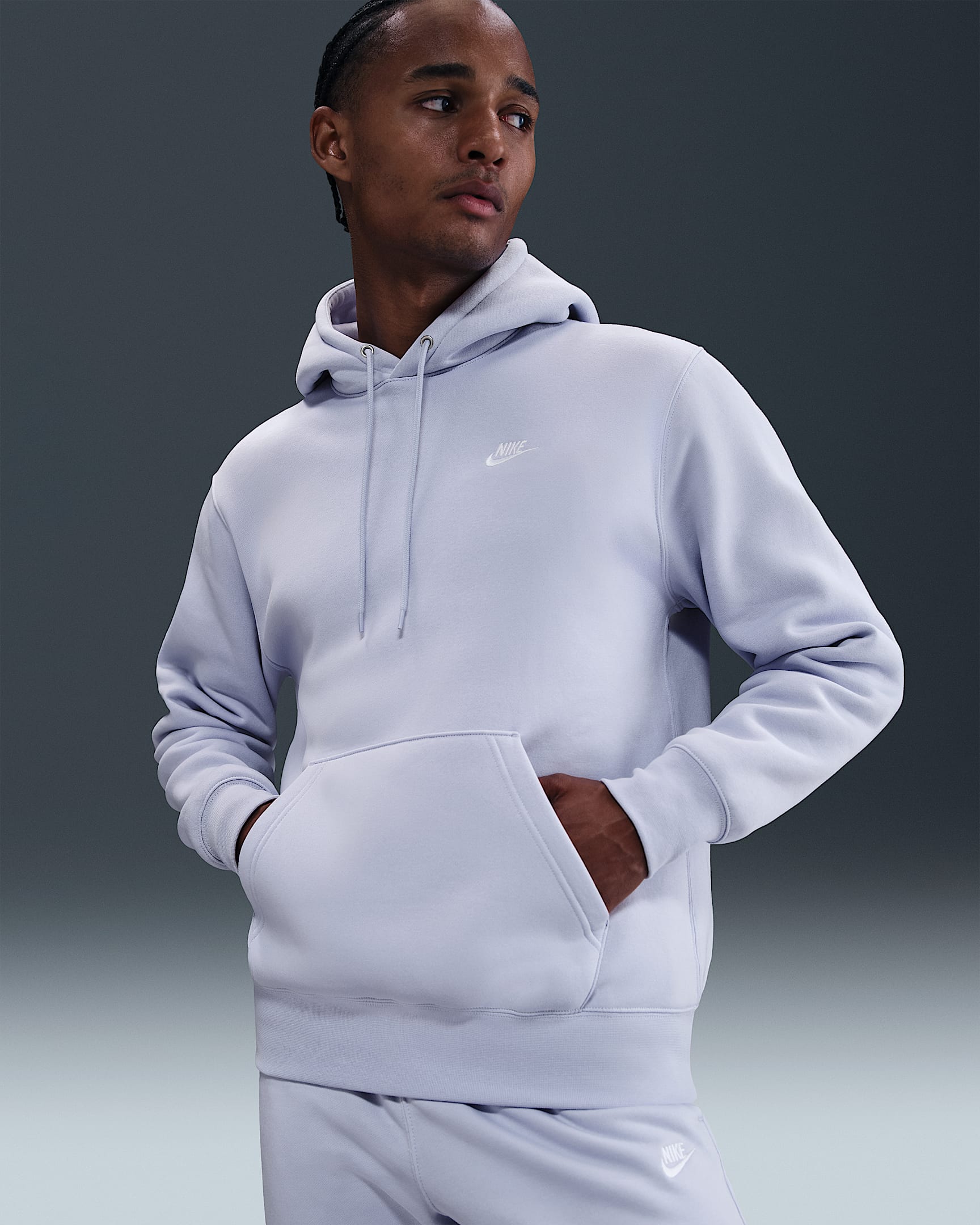 Sweat à capuche en Fleece Nike Club pour homme - Ghost/Ghost/Blanc