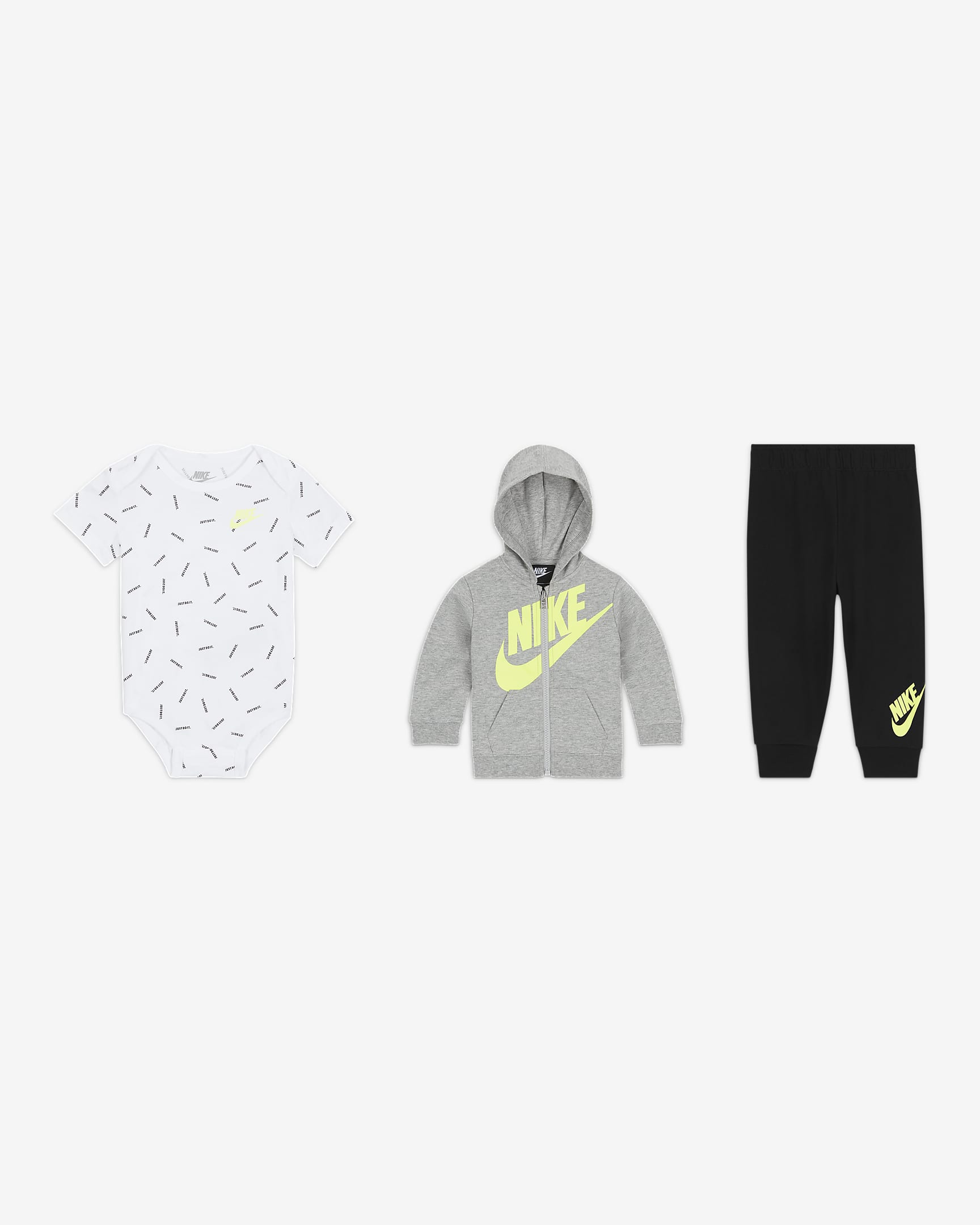 Nike Just Do It Driedelige set met broek voor baby's (3-6 maanden) - Zwart