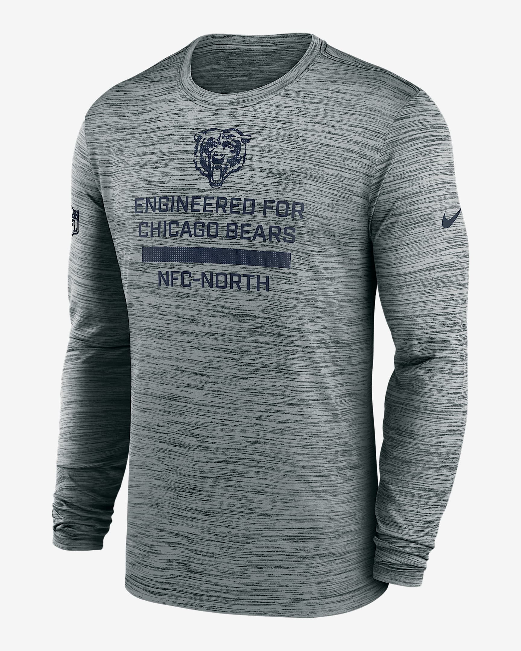 Chicago Bears Sideline Team Issue Velocity Men's Nike Dri-FIT NFL Long-Sleeve T-Shirt - Grey
