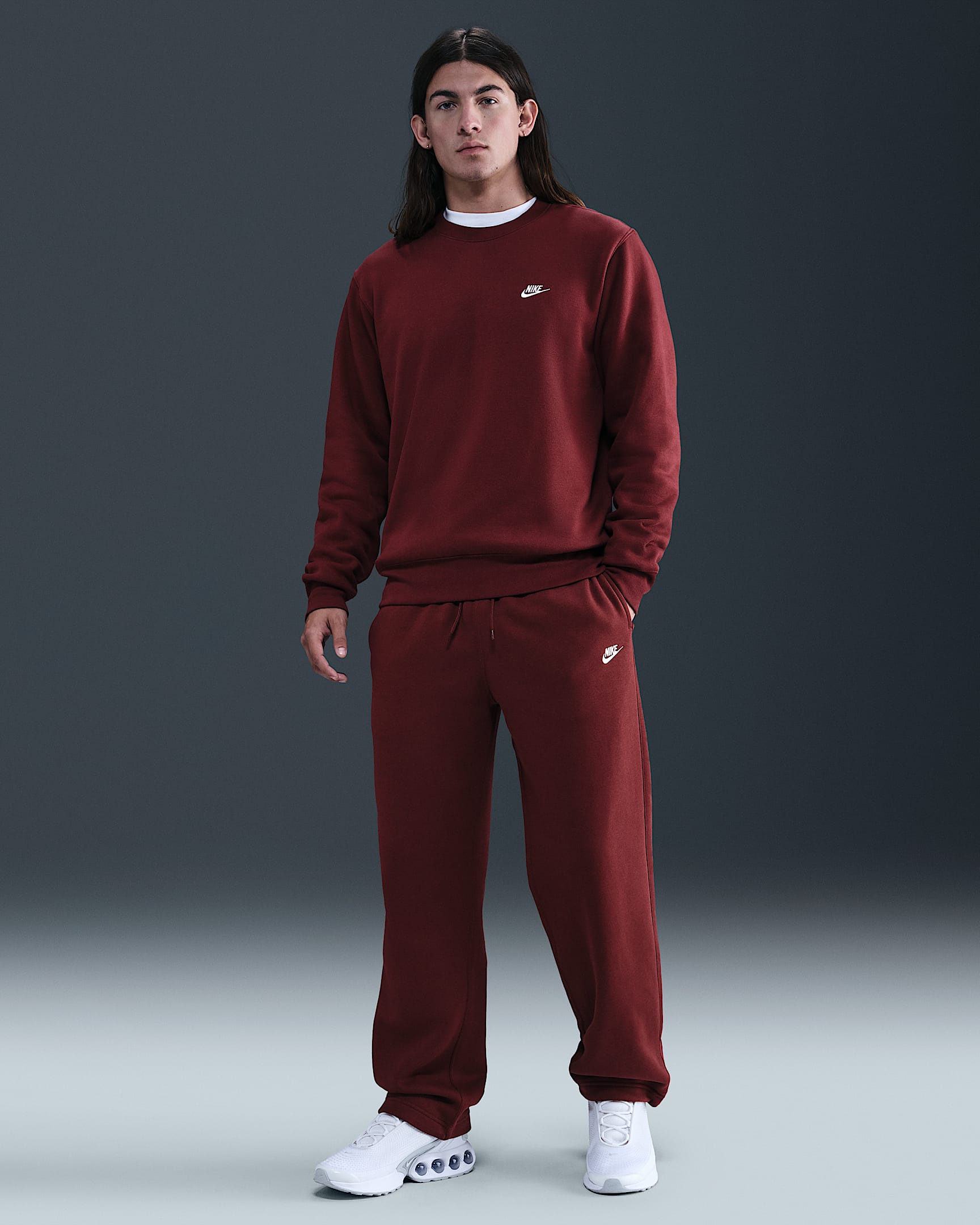 Nike Sportswear Club Men's Fleece Bungee Pants - Dark Team Red/Dark Team Red/White