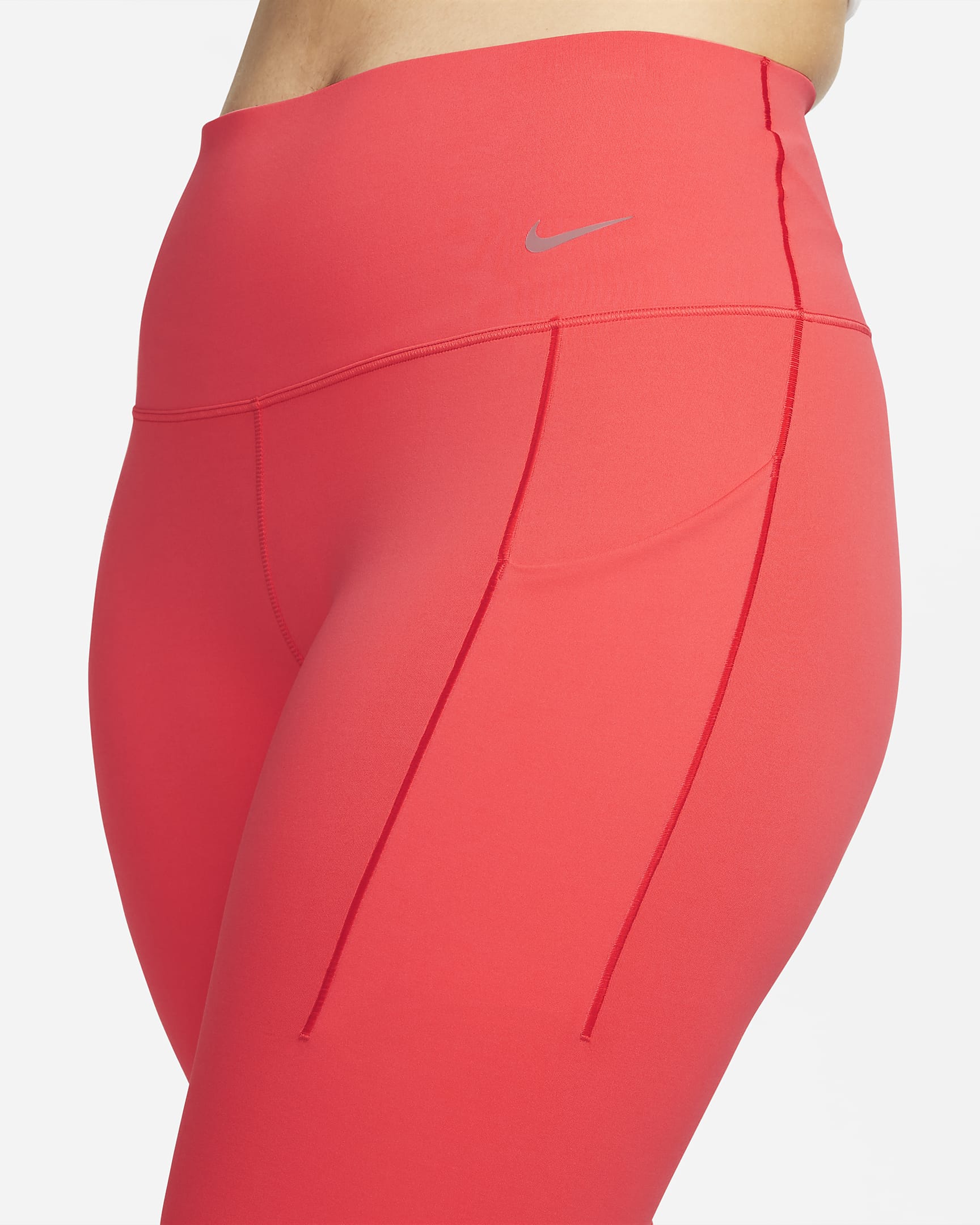 Nike Universa Women's Medium-Support High-Waisted 7/8 Leggings with Pockets - Ember Glow/Black