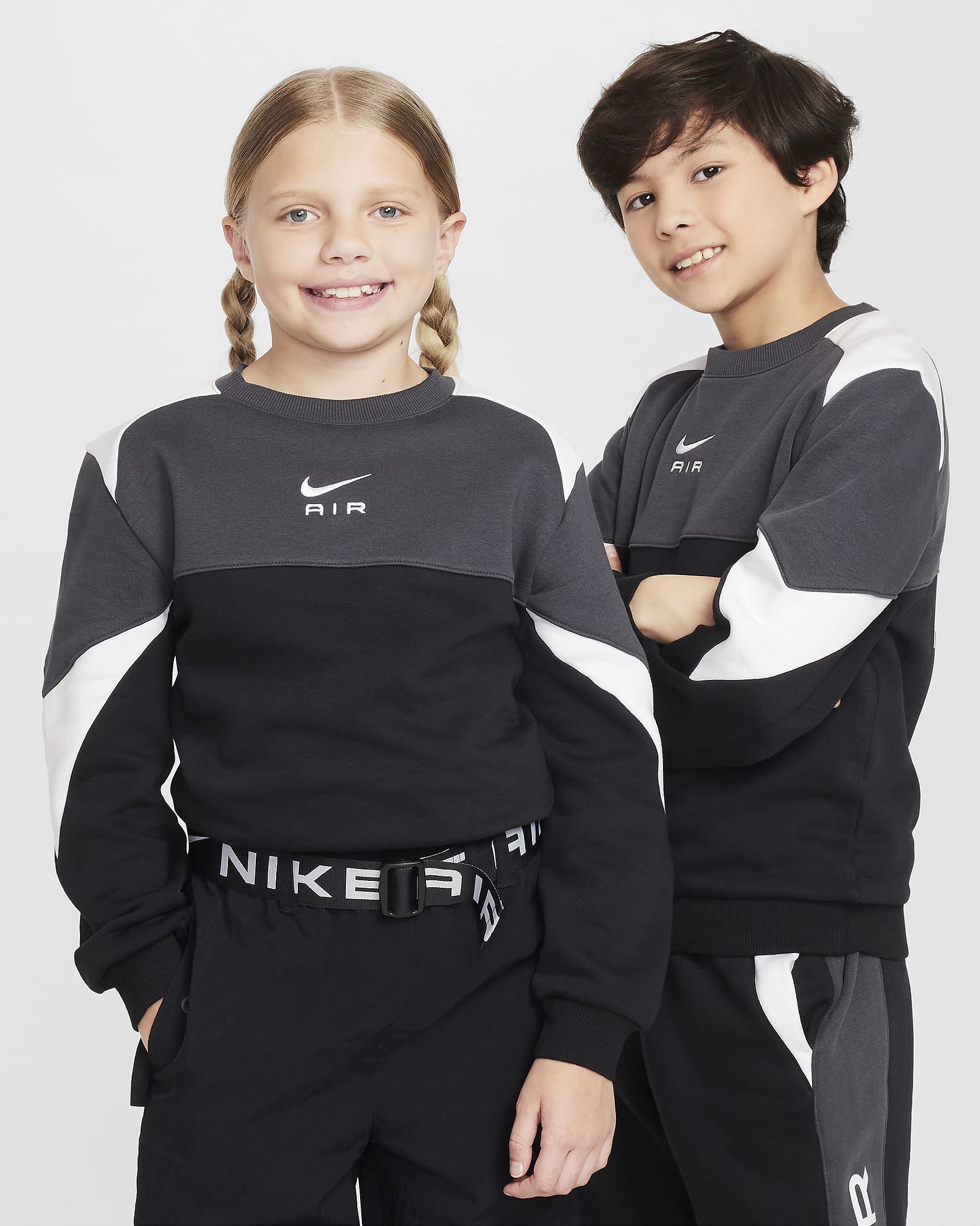 Nike Air Older Kids' Crew-Neck Sweatshirt - Black/Anthracite/White/White