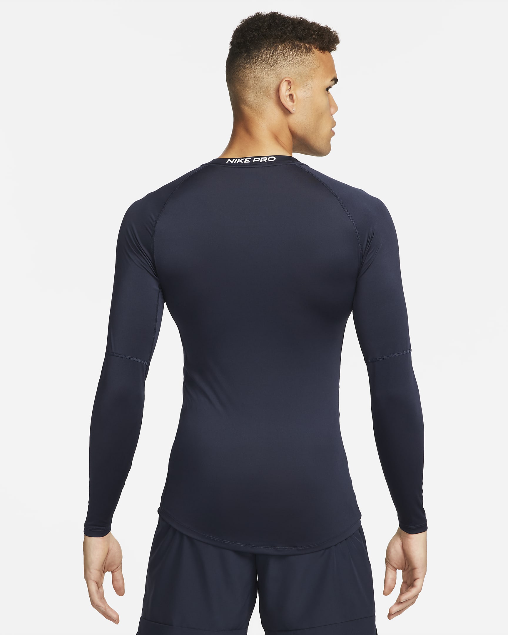 Nike Pro Part superior de màniga llarga Dri-FIT cenyida de fitnes - Home - Obsidian/Blanc