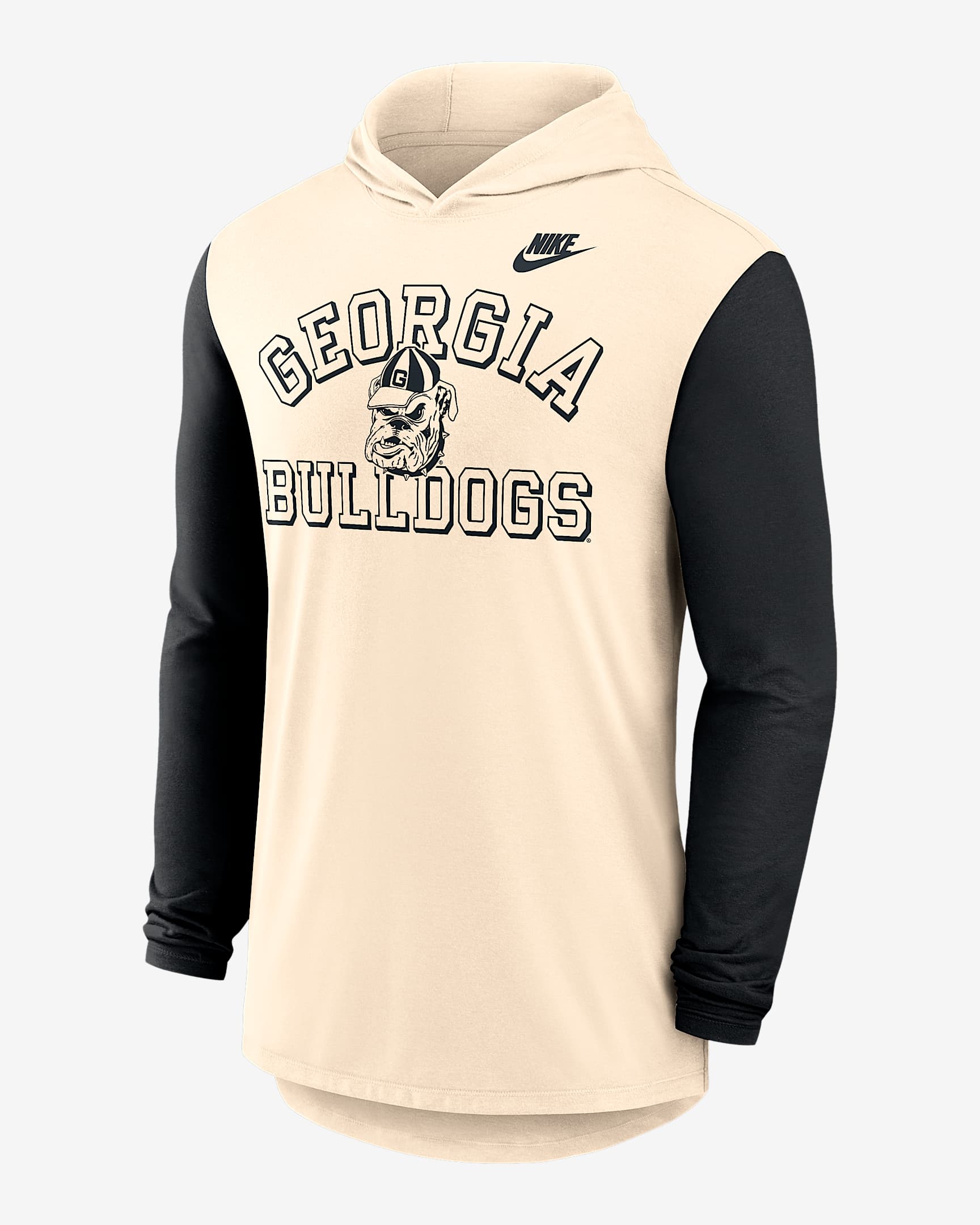 Georgia Legacy Men's Nike Dri-FIT College Long-Sleeve Hooded T-Shirt - Natural