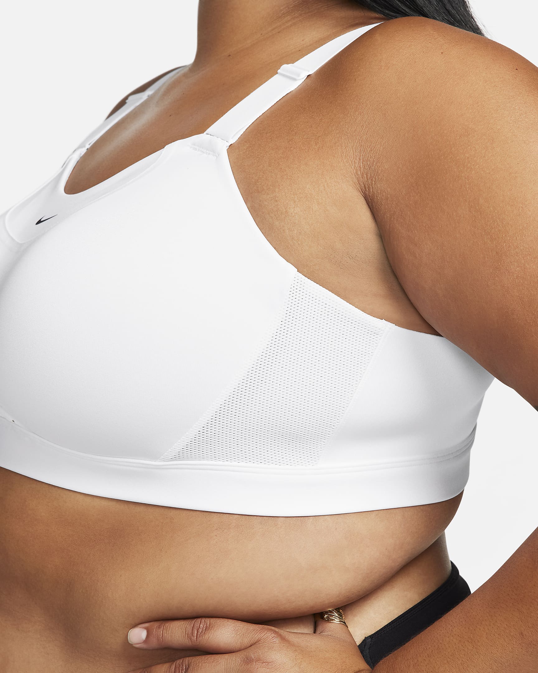 Nike Alpha Women's High-Support Padded Adjustable Sports Bra - White/White/Stone Mauve/Black