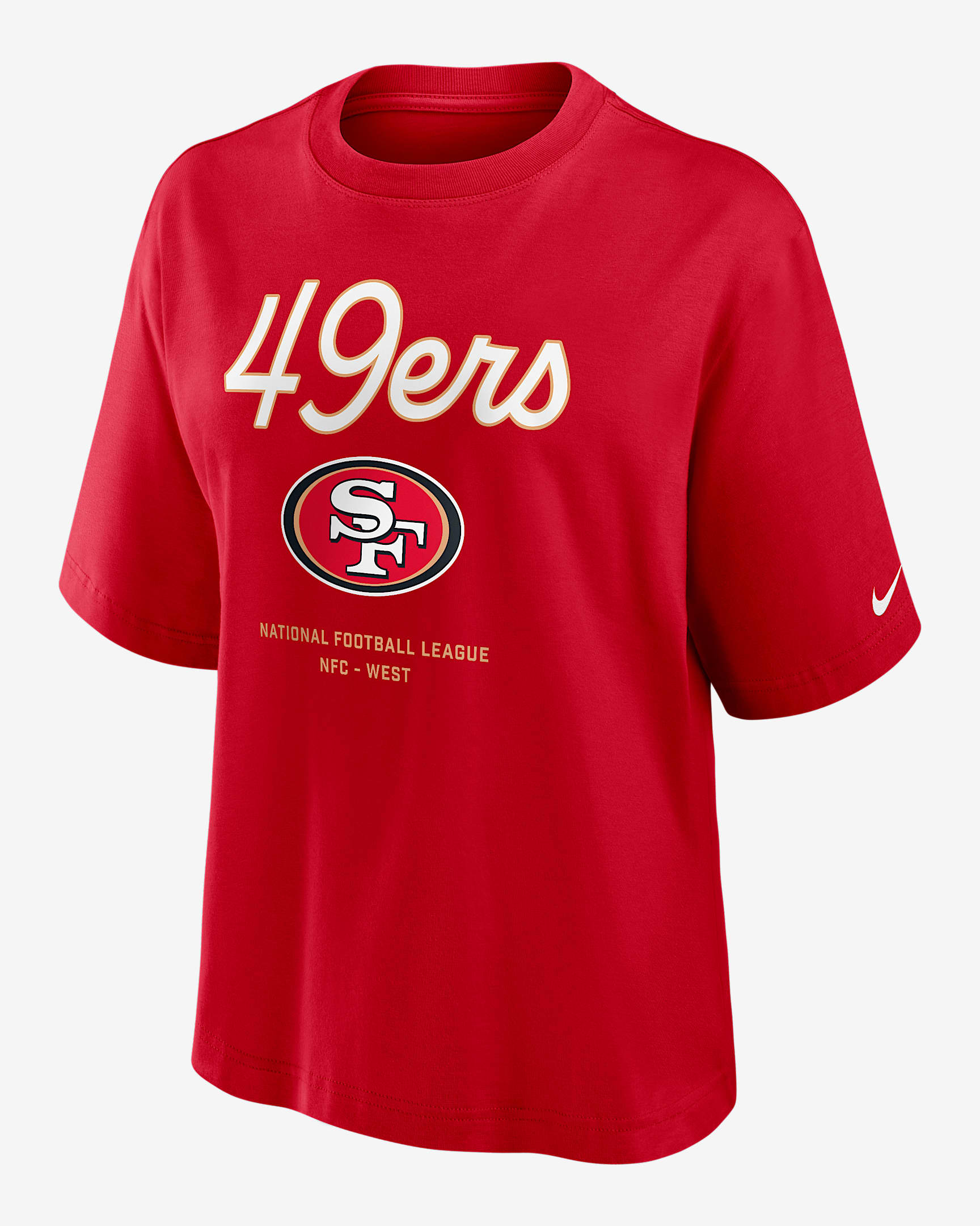 San Francisco 49ers Essential Script Boxy Women's Nike NFL T-Shirt - Gym Red