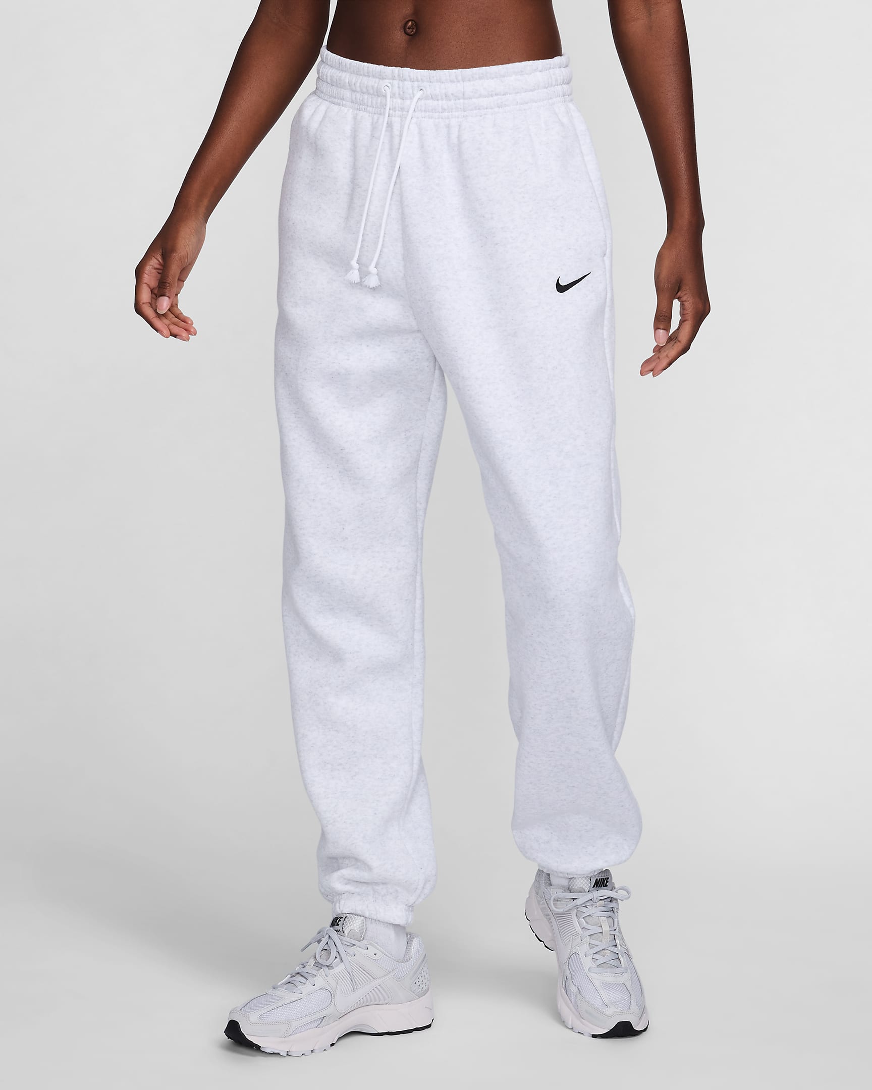 Pants de entrenamiento oversized de tiro alto para mujer Nike Sportswear Phoenix Fleece - Abedul jaspeado/Negro