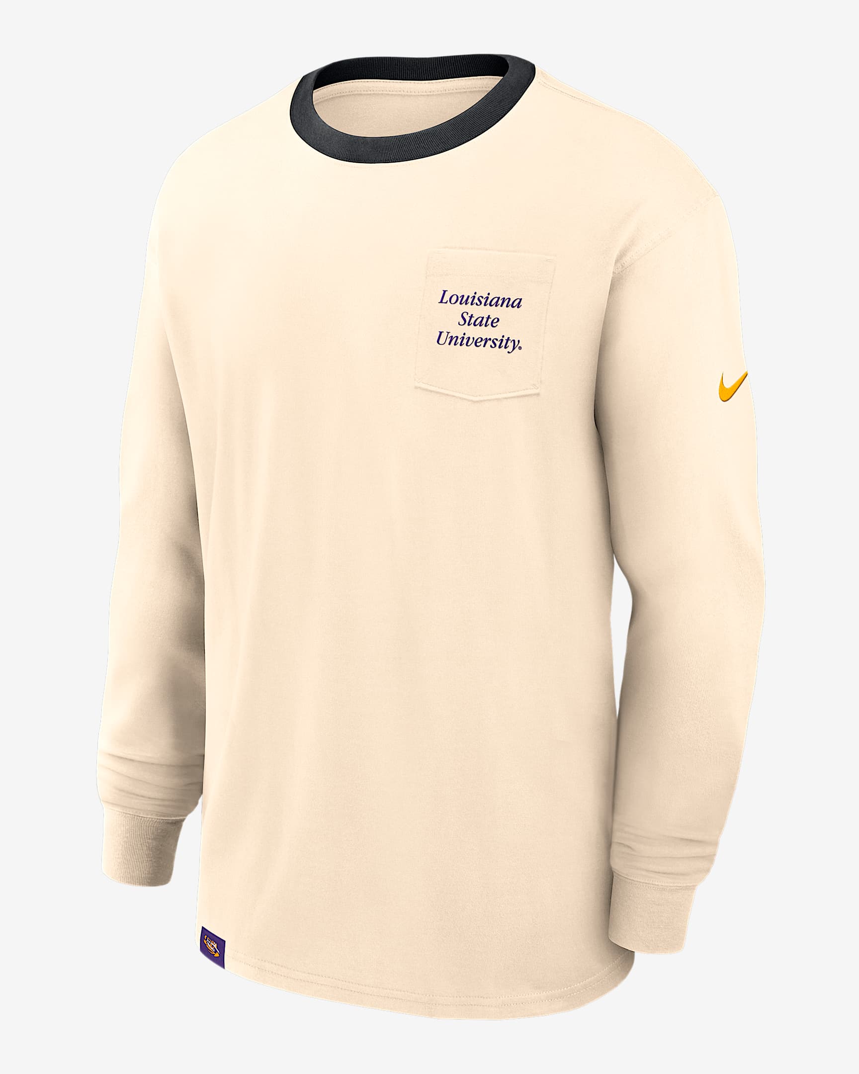 LSU Athletic Prep Max90 Pocket Logo Men's Nike College Long-Sleeve T-Shirt - Natural