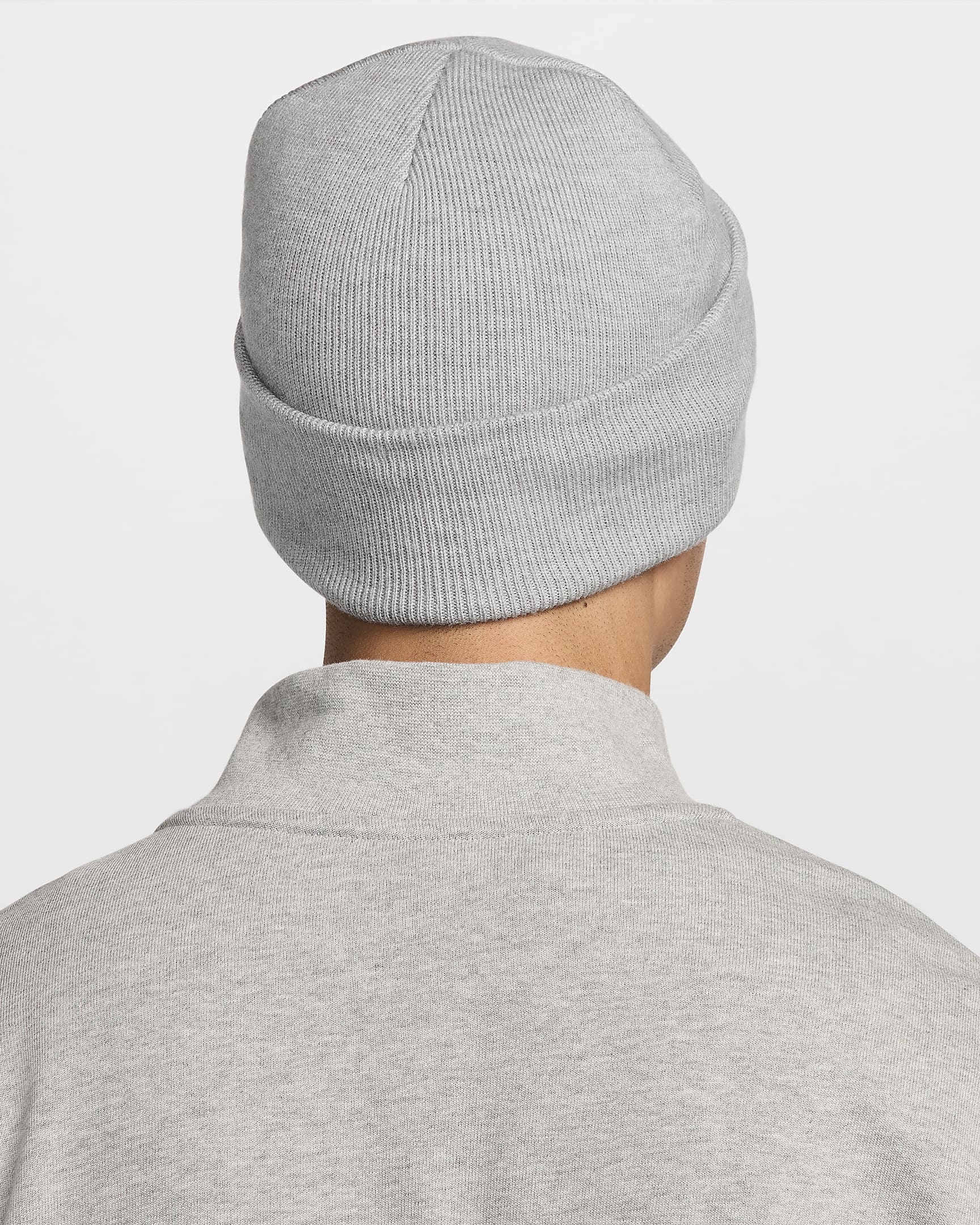 Nike Peak Swoosh Beanie - Dark Grey Heather/White