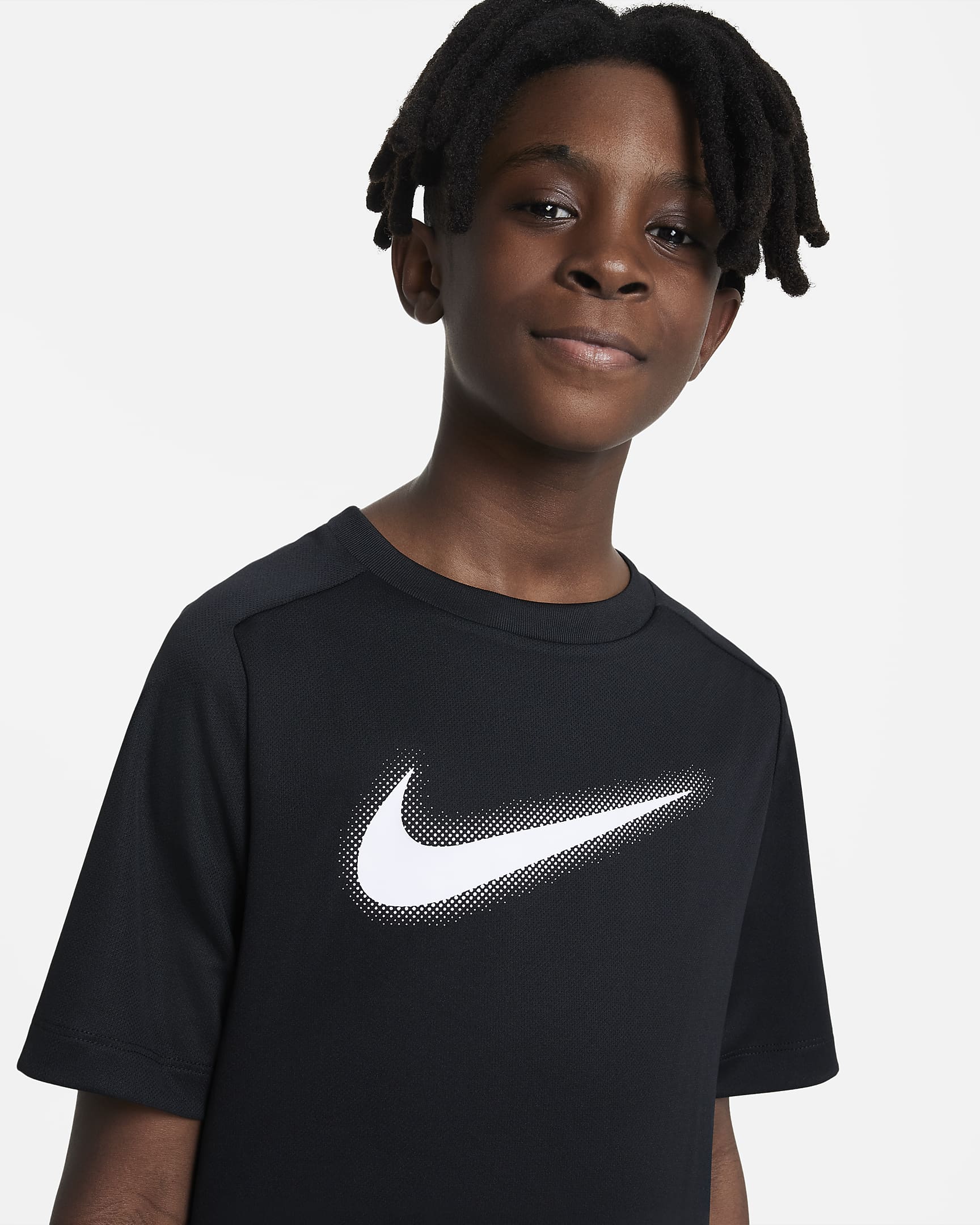 Nike Multi Older Kids' (Boys') Dri-FIT Graphic Training Top - Black/White