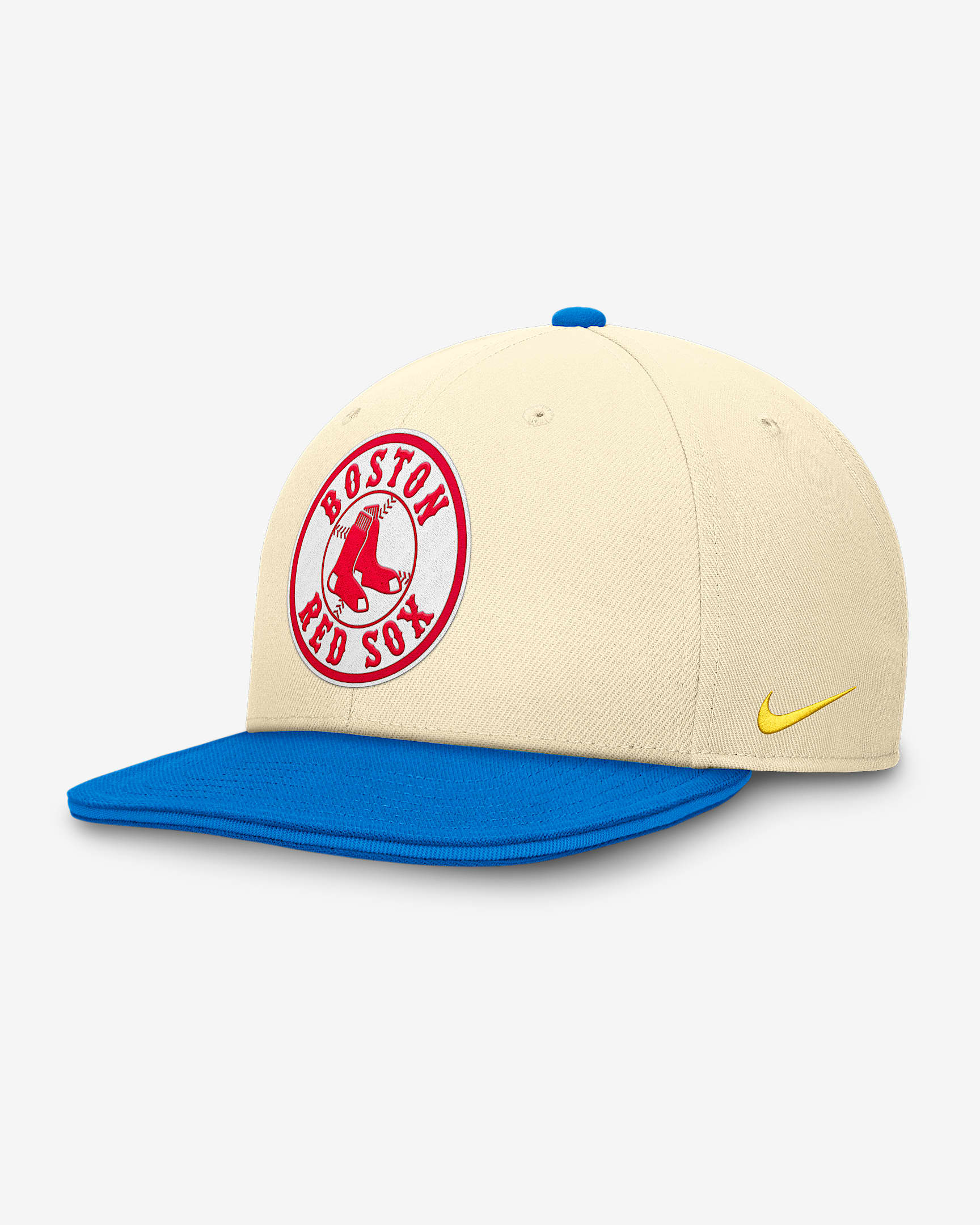 Gorra Nike Dri-FIT de la MLB ajustable para hombre Boston Red Sox Photo Pro - Leche de coco/Azul foto