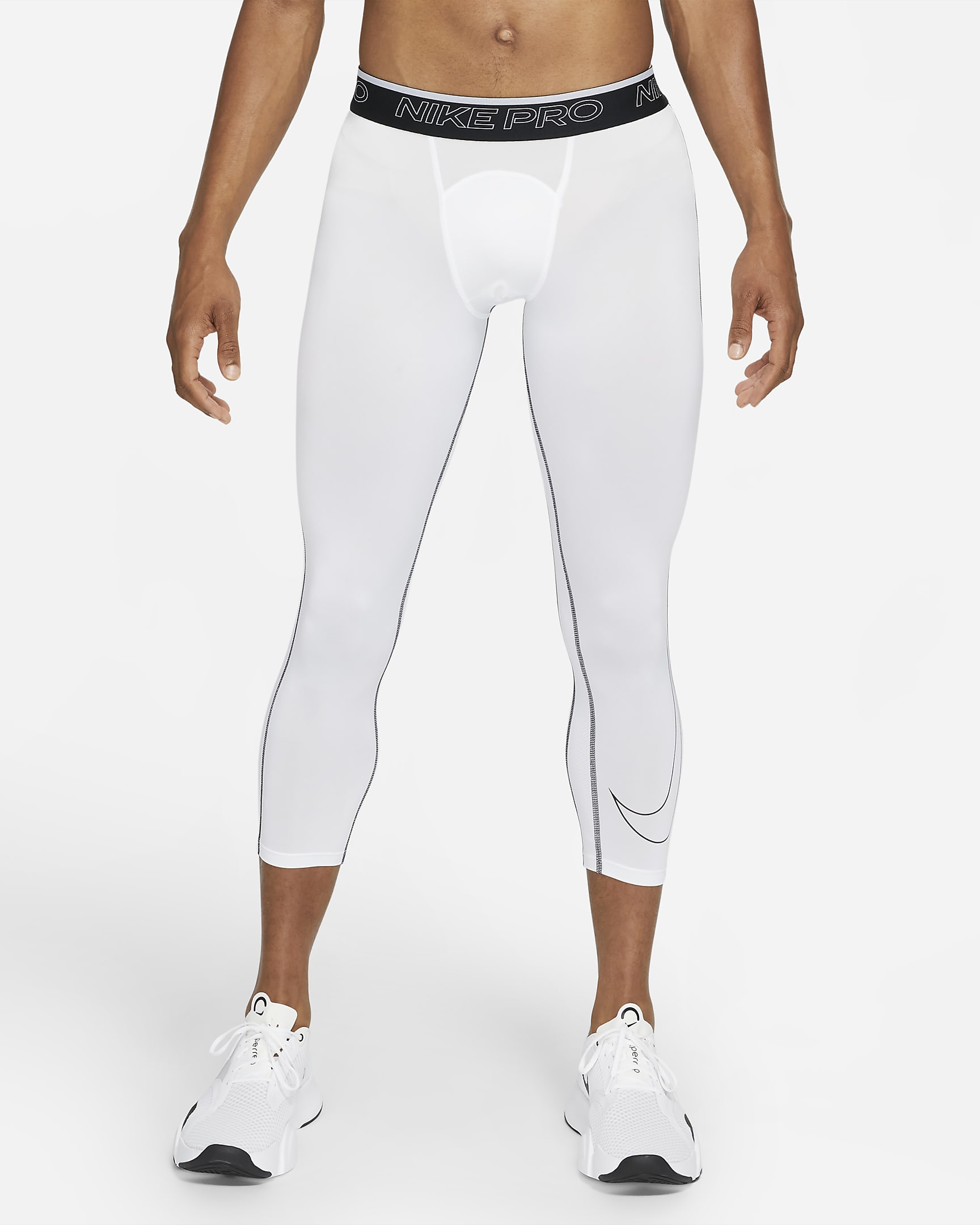 Mallas de 3/4 para hombre Nike Pro Dri-FIT - Blanco/Negro/Negro
