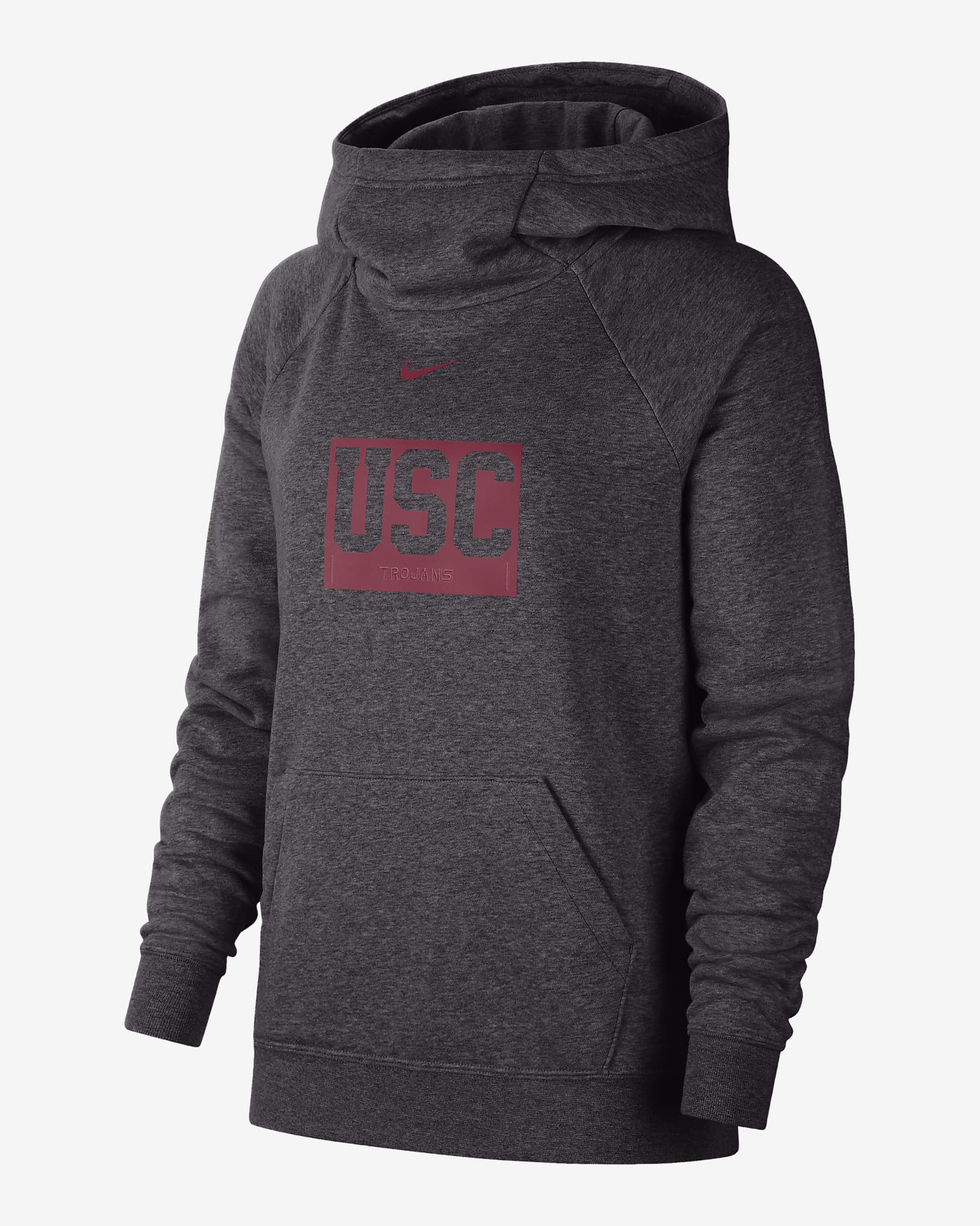 Nike College Essential (USC) Women's Funnel-Neck Hoodie - Off Noir/Team Crimson