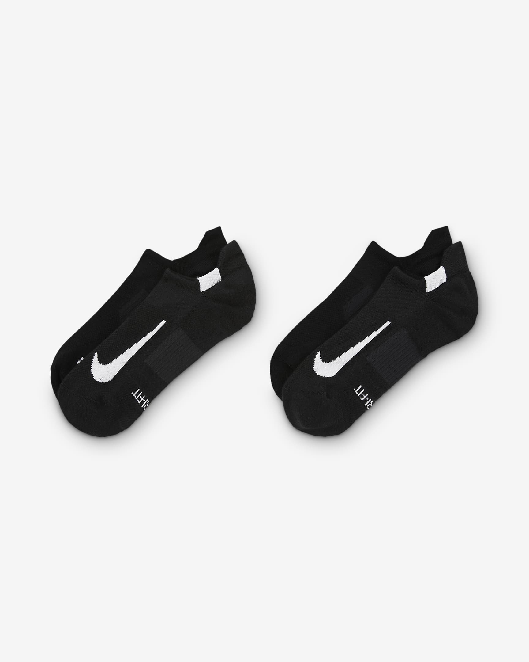 Calcetines invisibles de correr (2 pares) Nike Multiplier - Negro/Blanco