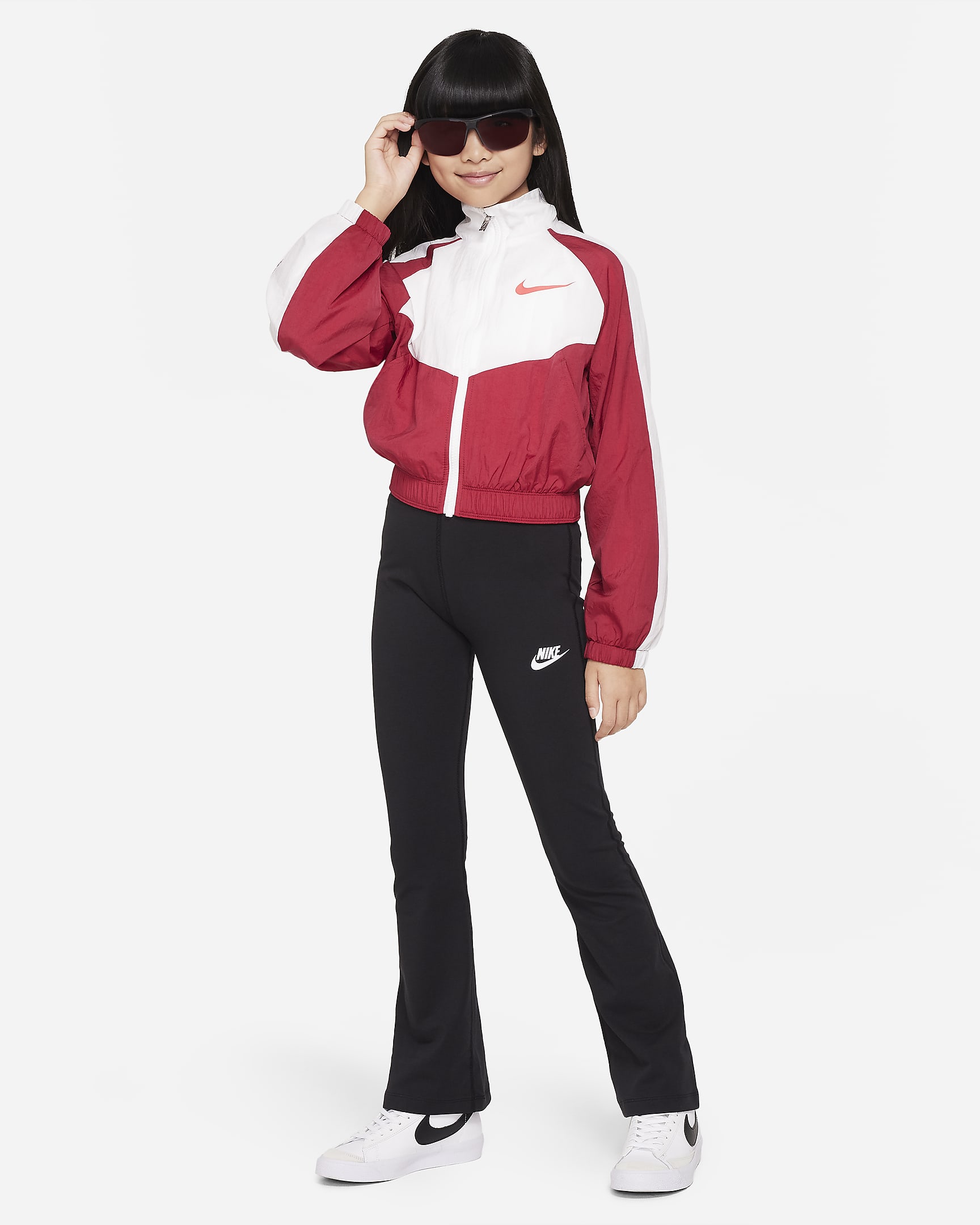 Nike Sportswear Favorites legging met wijde pijpen voor meisjes - Zwart/Wit