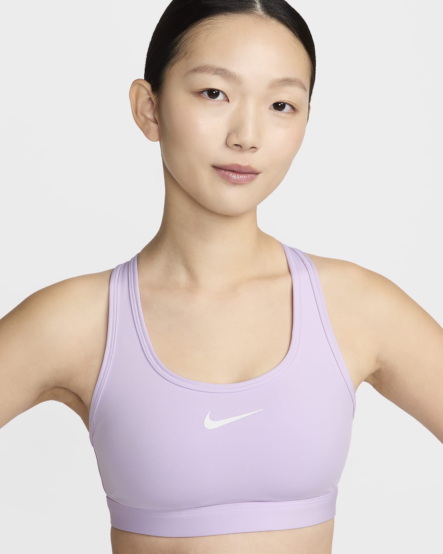 Nike Swoosh Medium Support Women's Padded Sports Bra - Violet Mist/White