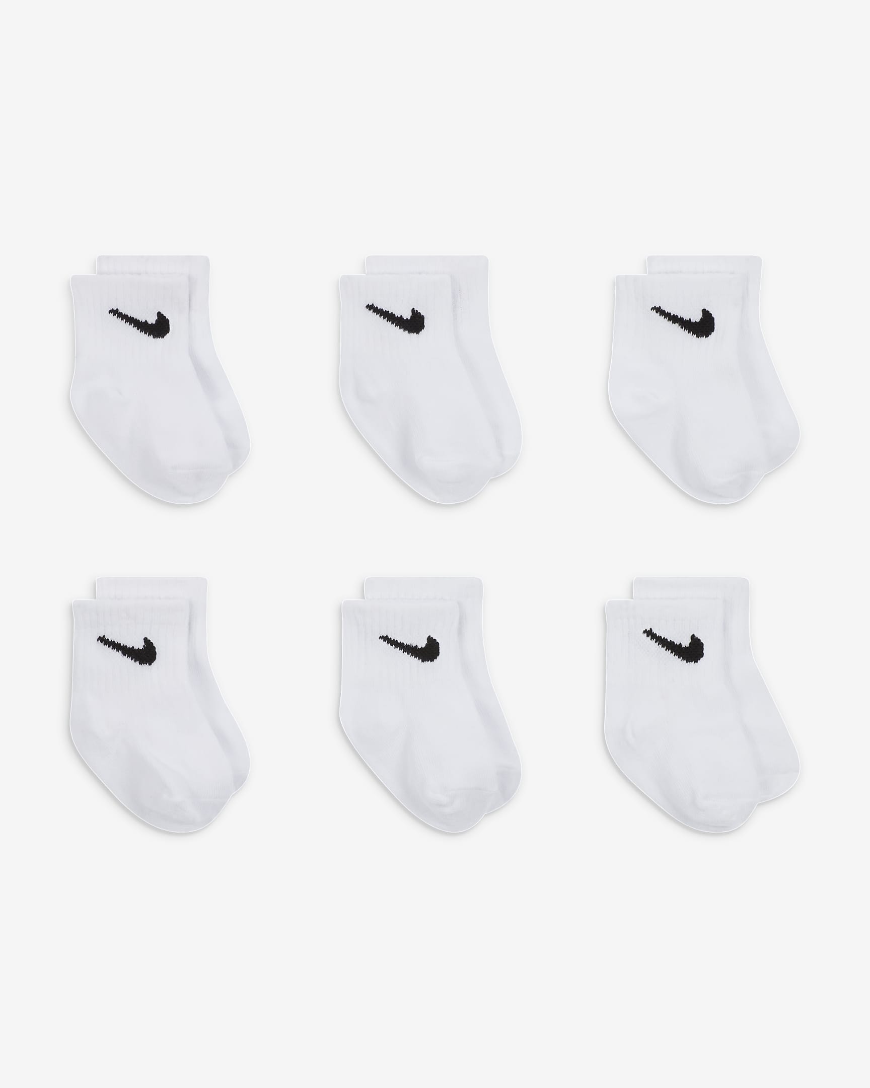 Nike Logo Ankle Socks Box Set (6 Pairs) Baby Socks - White