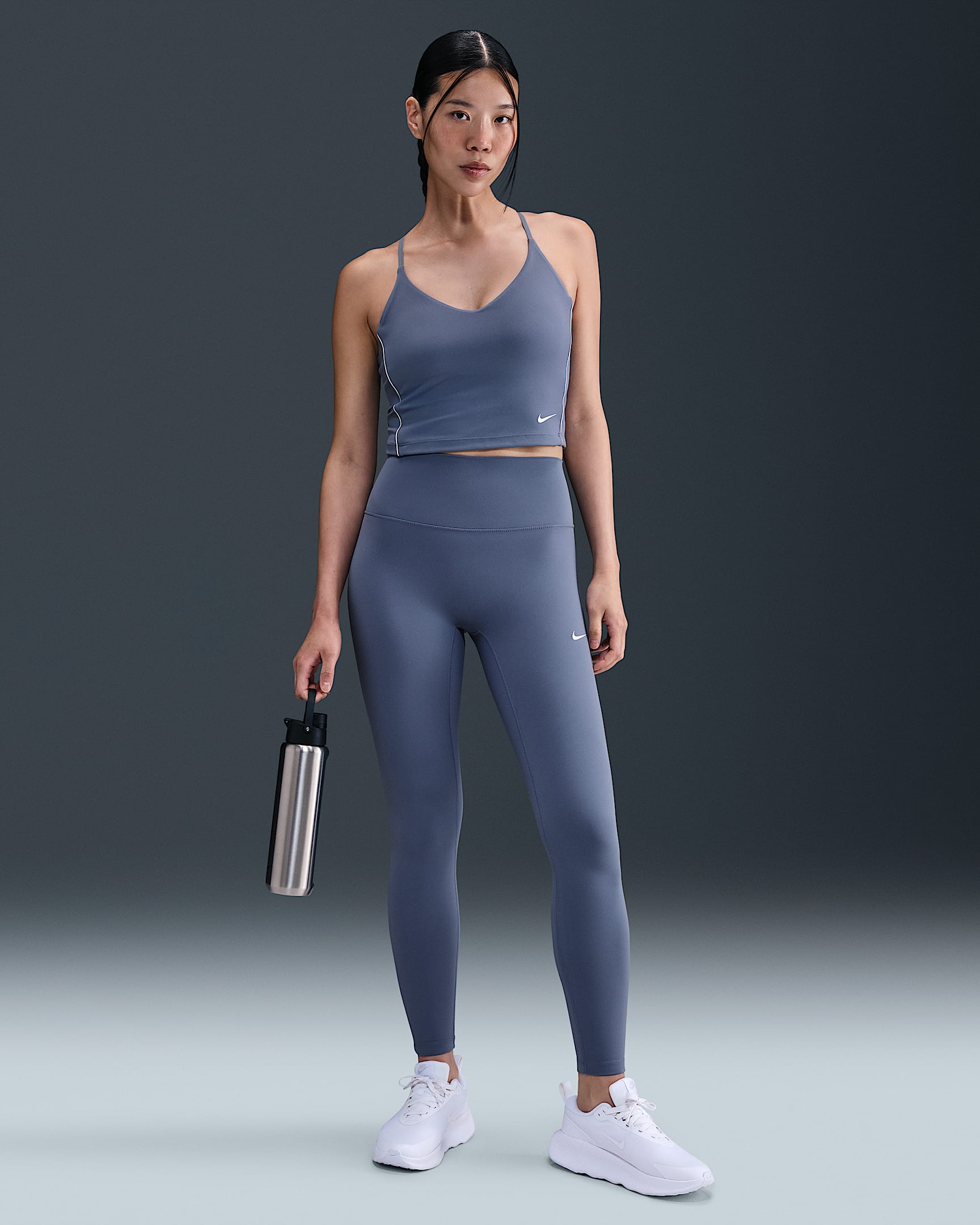 Nike One Leggings in voller Länge mit hohem Bund für Damen - Slate/Weiß