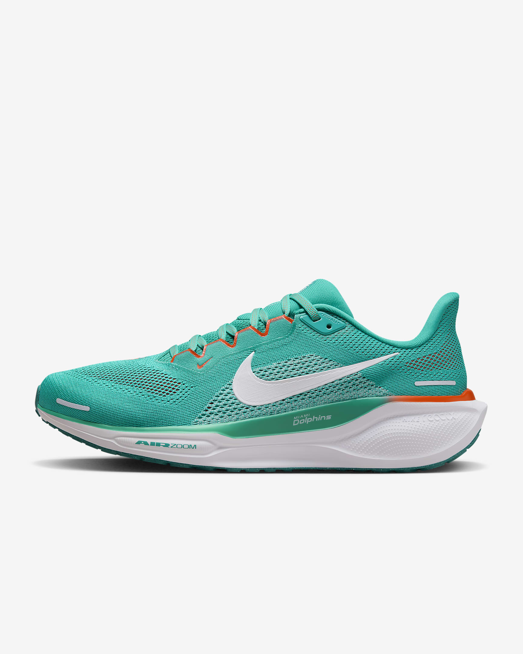 Nike Pegasus 41 NFL Miami Dolphins Men's Road Running Shoes - Turbo Green/White/Brilliant Orange/White