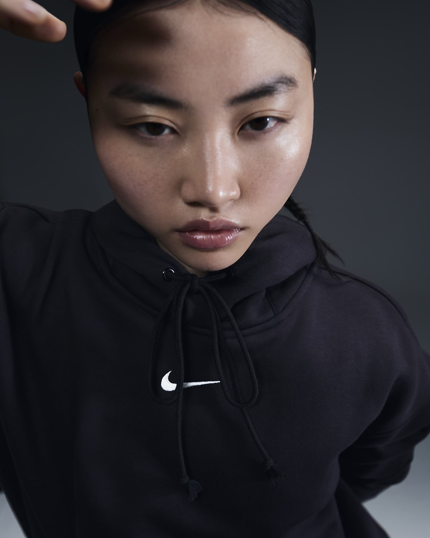 Felpa pullover oversize con cappuccio Nike Sportswear Phoenix Fleece – Donna - Nero/Sail