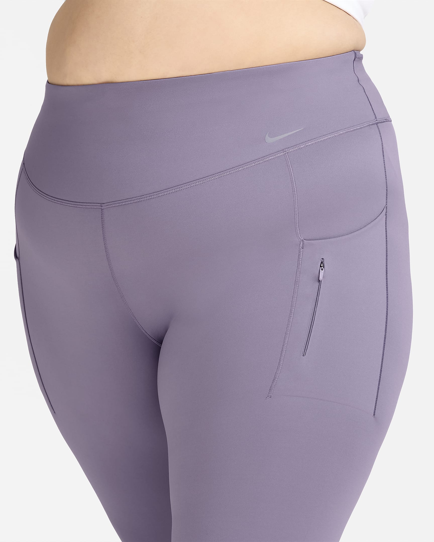 Nike Go 7/8-Leggings mit starkem Halt, hohem Bund und Taschen für Damen (große Größe) - Daybreak/Schwarz