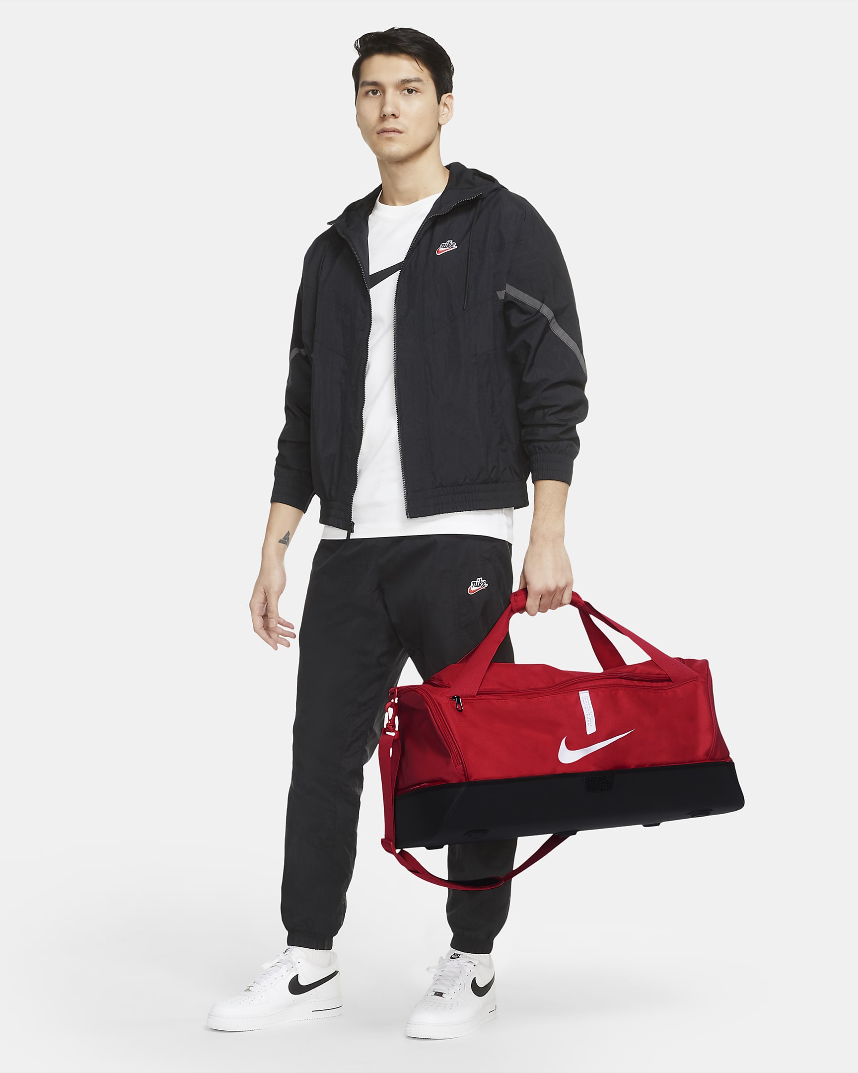 Sac de football rigide Nike Academy Team (grande taille, 59 L) - University Red/Noir/Blanc