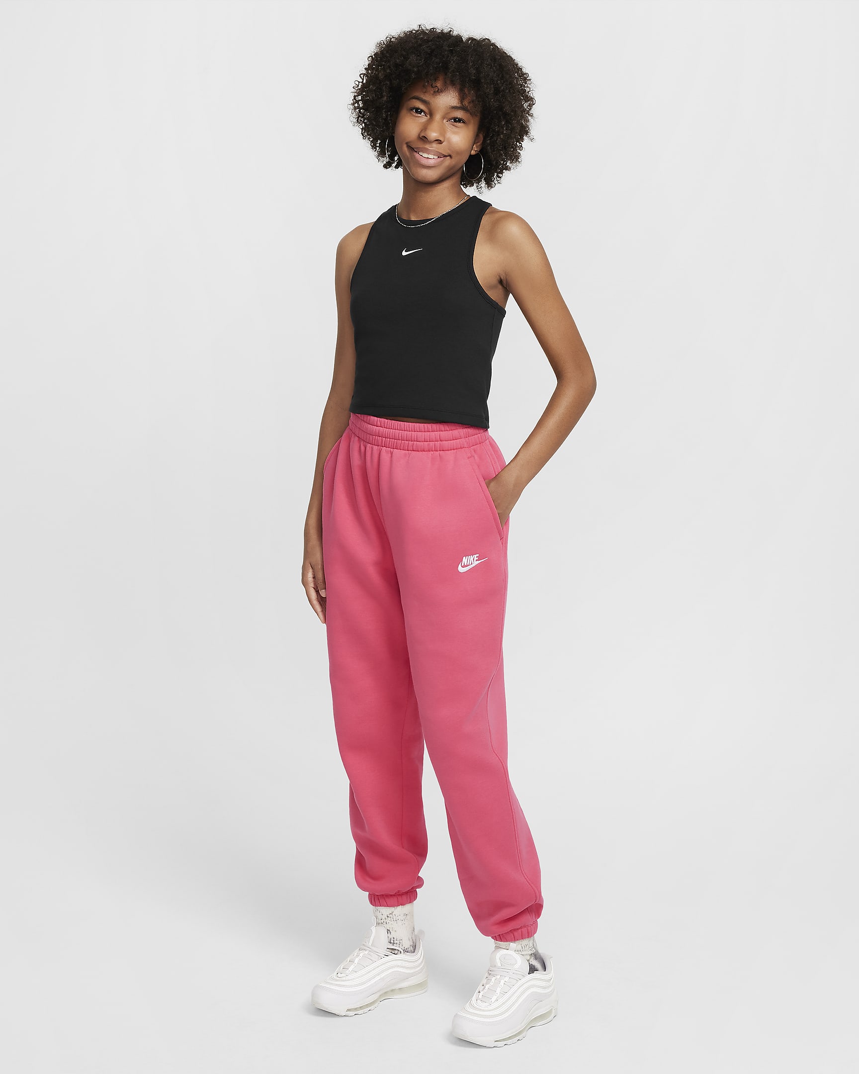 Nike Sportswear geribde tanktop voor meisjes - Zwart