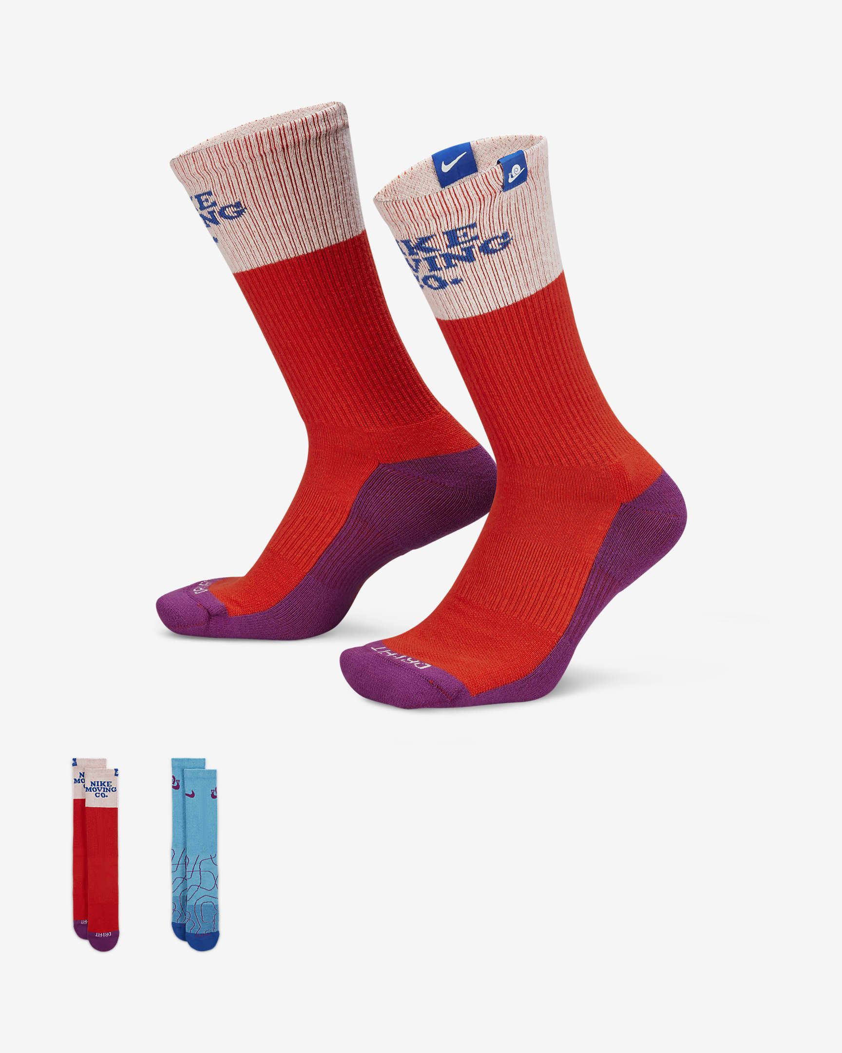 Nike Everyday Plus Cushioned Crew Socks (2 Pairs) - Multi-Color