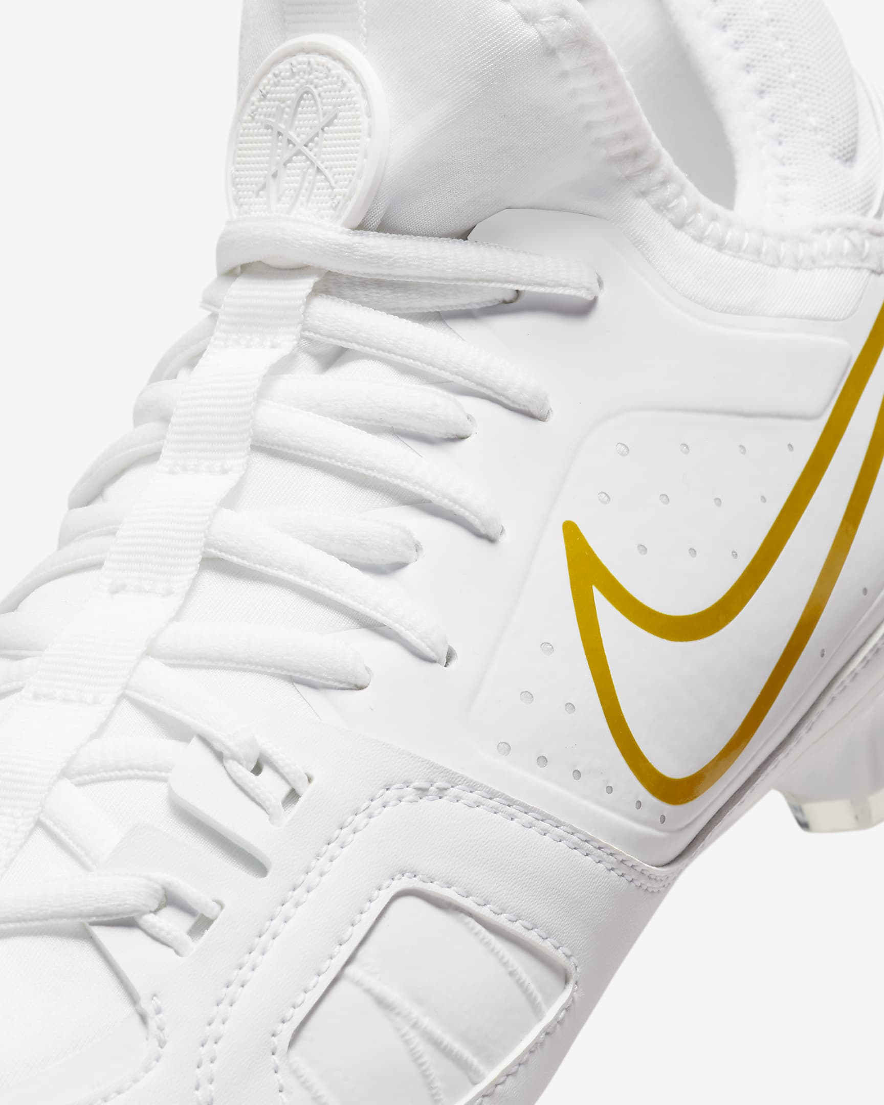 Tacos de lacrosse Nike Huarache 9 Varsity LAX - Blanco/Blanco/Oro intenso metálico