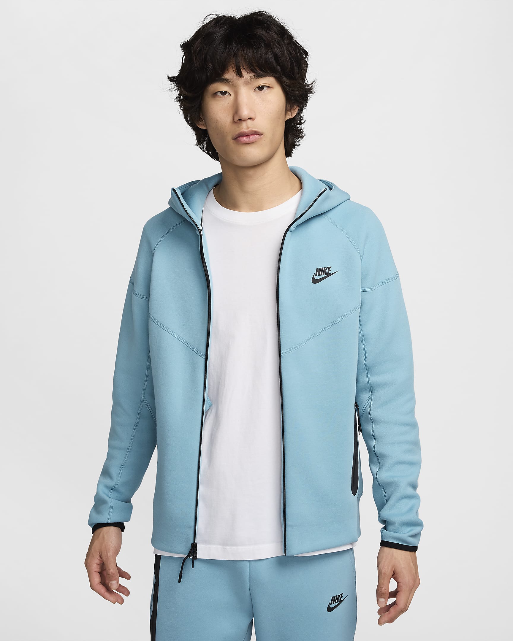 Nike Sportswear Tech Fleece Windrunner Men's Full-Zip Hoodie - Denim Turquoise/Black