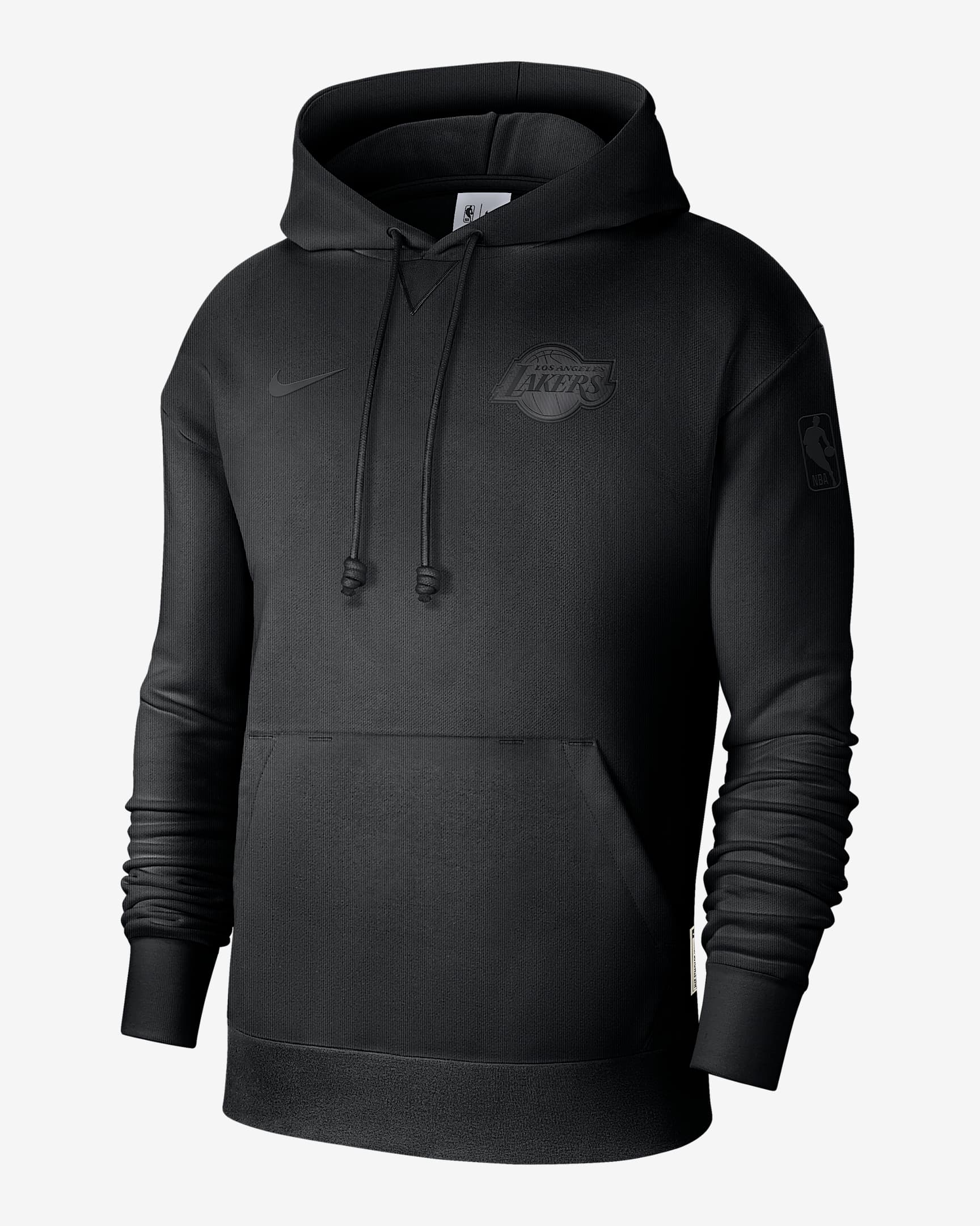 Męska nierozpinana bluza z kapturem do koszykówki Nike Dri-FIT Los Angeles Lakers Standard Issue - Czerń/Czerń